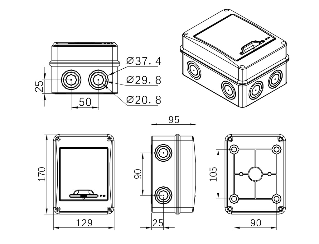 GEYA ABS Plastic Electrical Enclosure Junction Box Waterproof IP65 Dustproof HT5