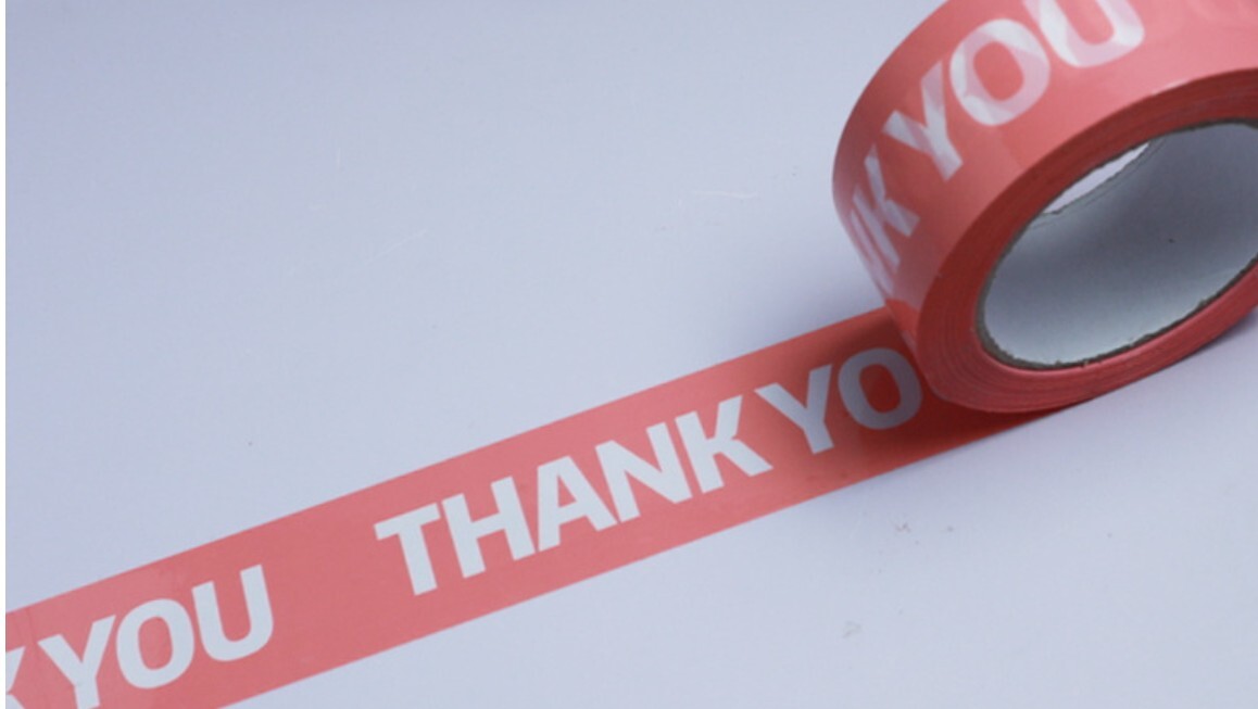 Pink White Lettering Thank You Packaging Tape – 1 Roll