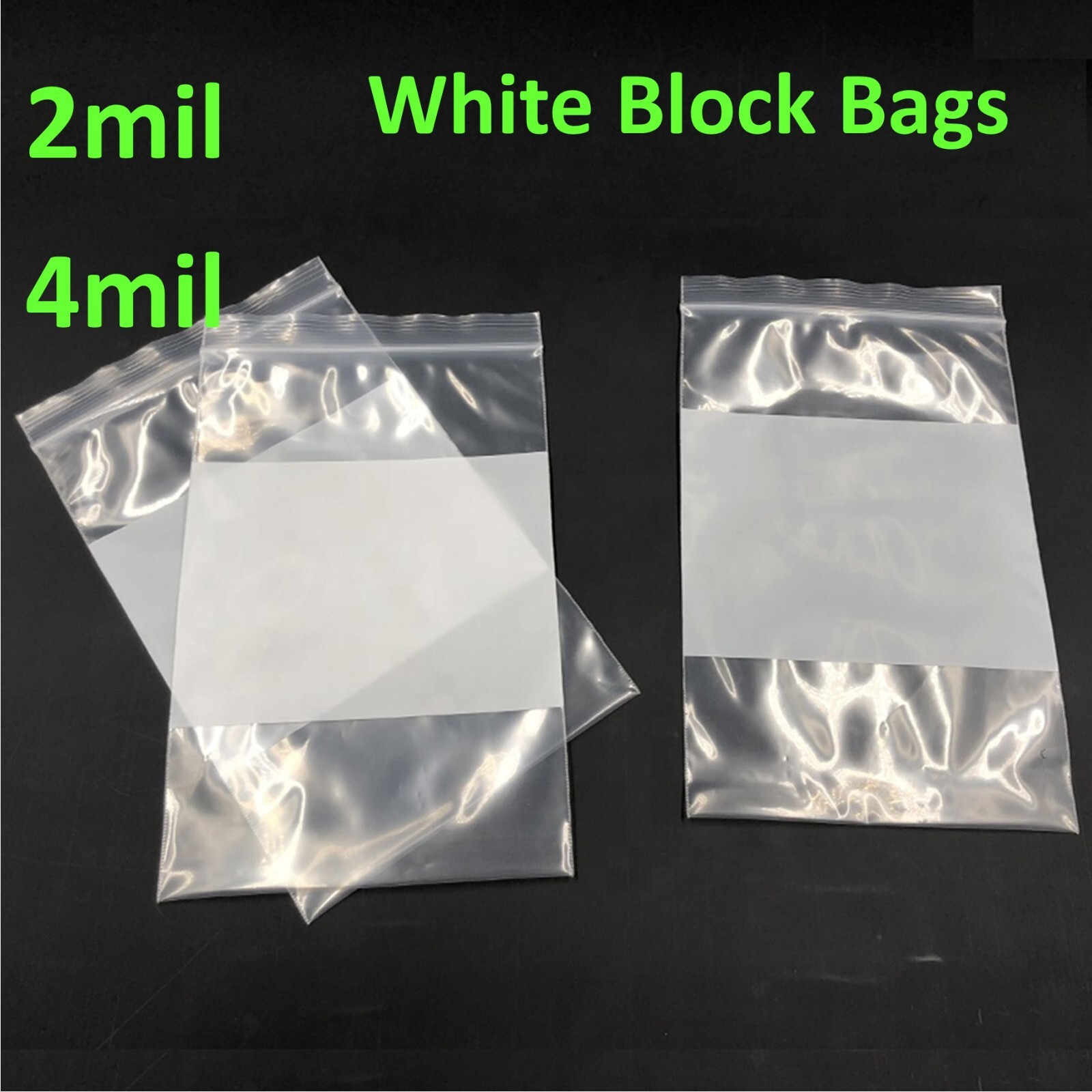 2Mil or 4Mil White Block Top Lock Seal Bags Writable Reclosable Zip Parts Bag