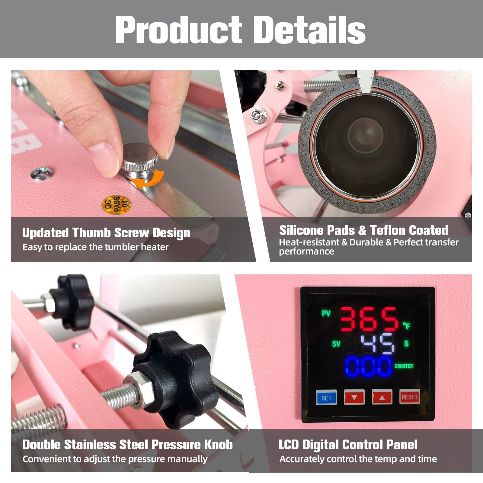 Sublimation Heat Press Machine for 30oz, 20oz, 16oz Skinny Tumblers & Mugs