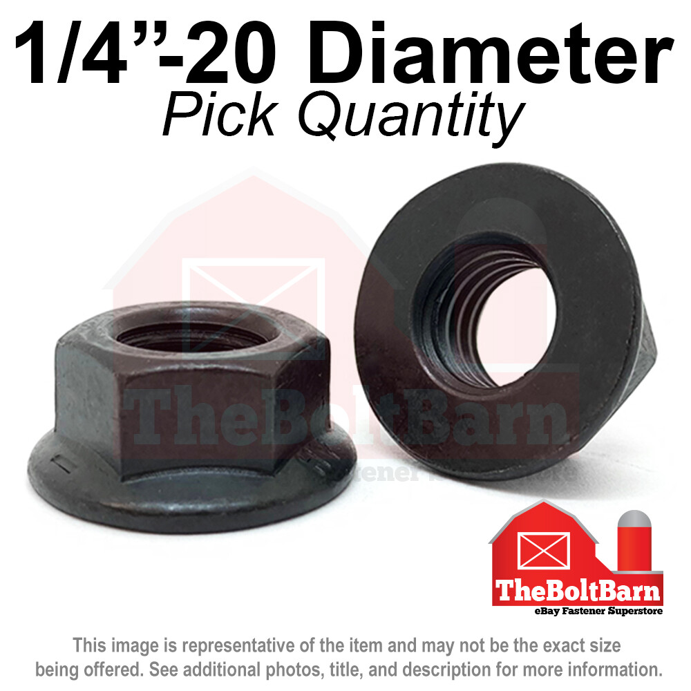 1/4″-20 Grade 8 Smooth Hex Flange Nuts Coarse Black Phos & Oil (Pick Qty)