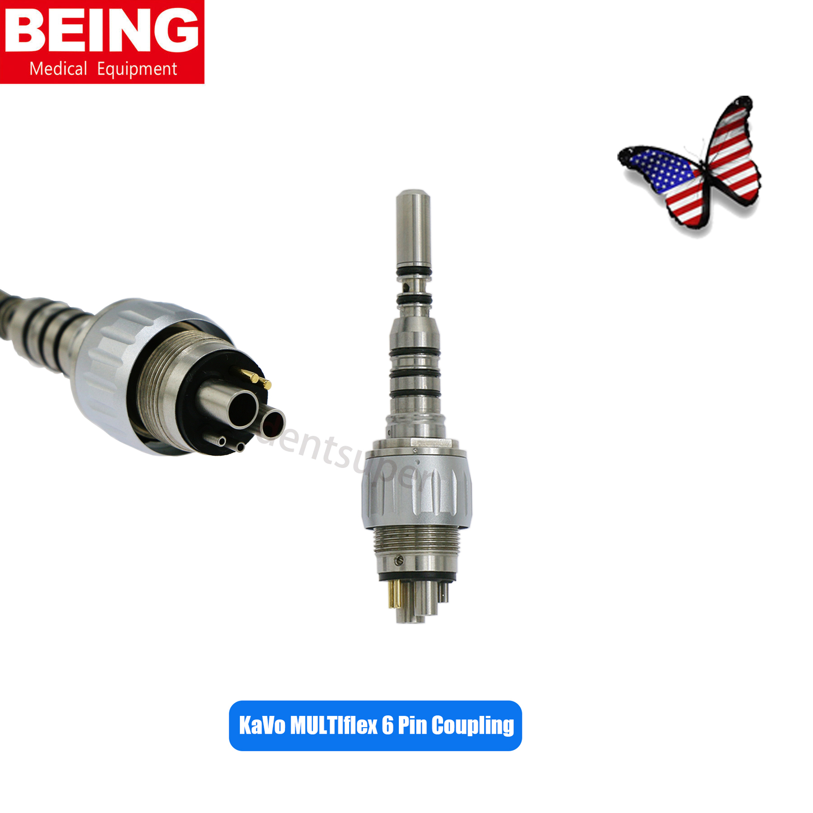 US BEING KaVo MULTIflex LUX 465 LED Style Dental Handpiece Coupling 6 Pin 302PBQ