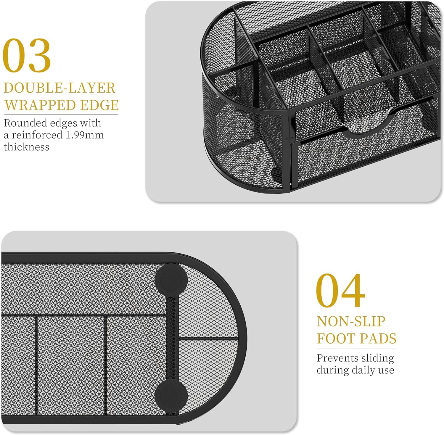 SUPEASY Mesh Desk Organizer, Accessories & Workspace Obsidian Black