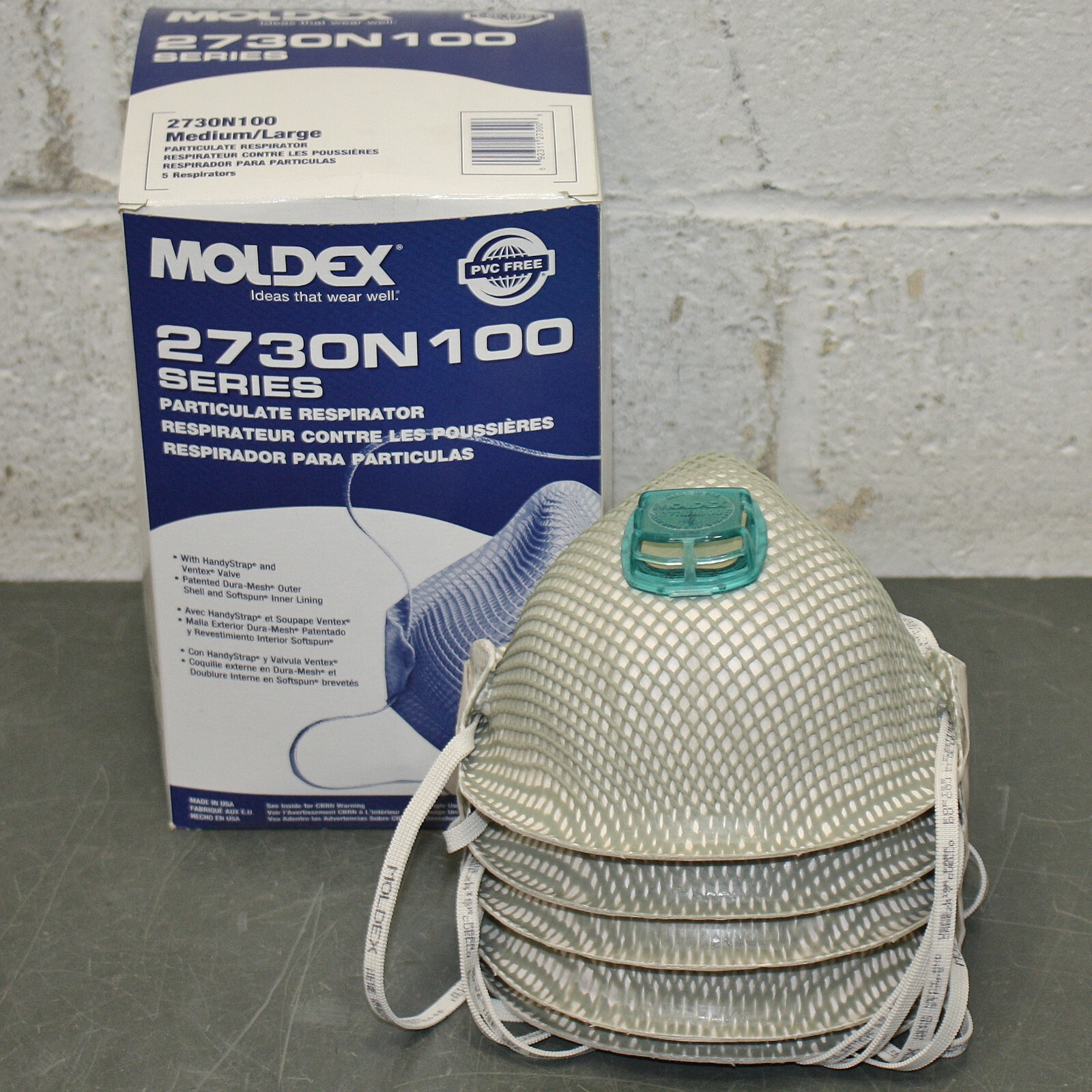 EXPIRED 10/2024 – (5) Moldex Paticulate Respirator 2730N100, Exhale Valve, M/L