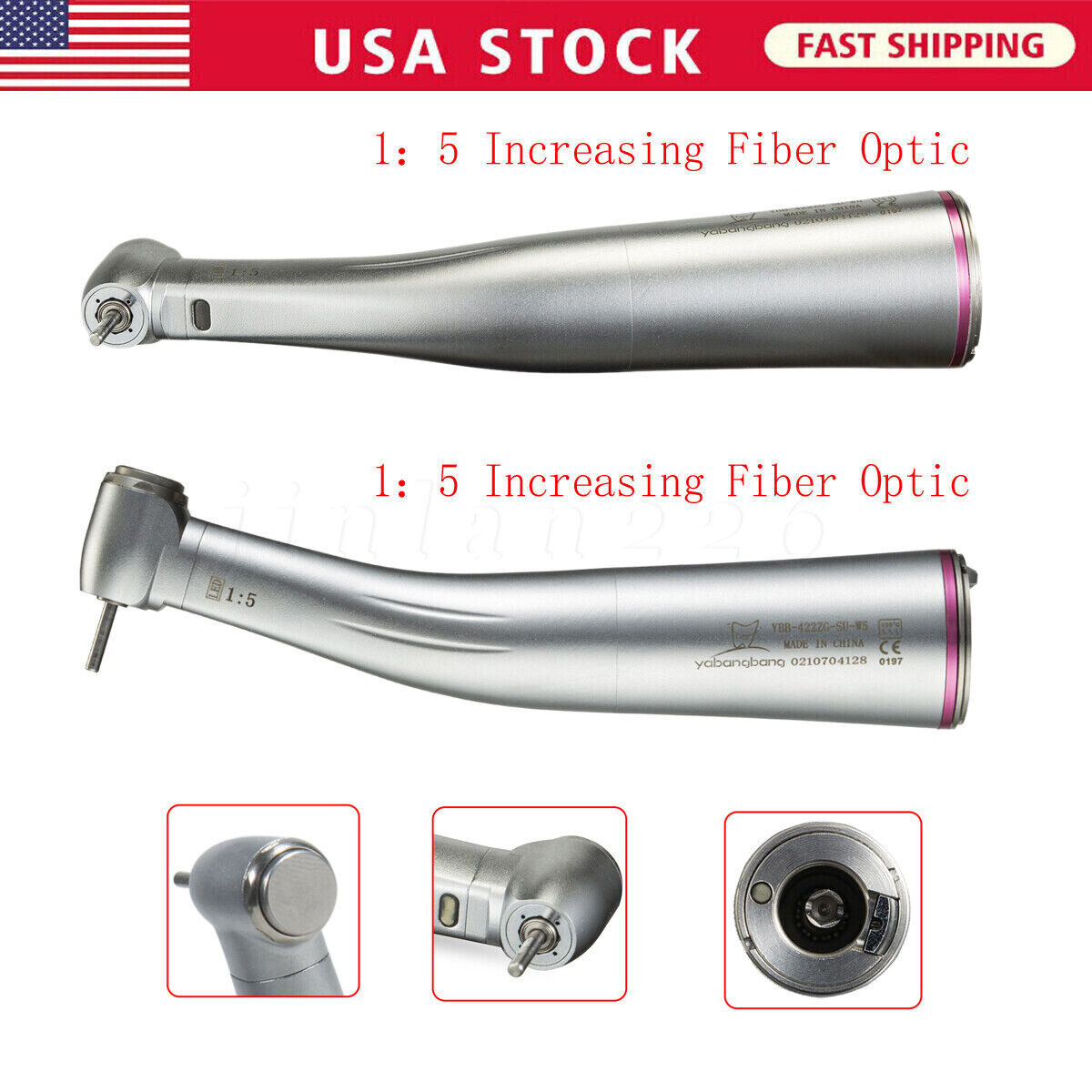 NSK Ti-MAX X95L Type Dental 1:5 Fiber Optic Contra Angle Handpiece LED Turbine