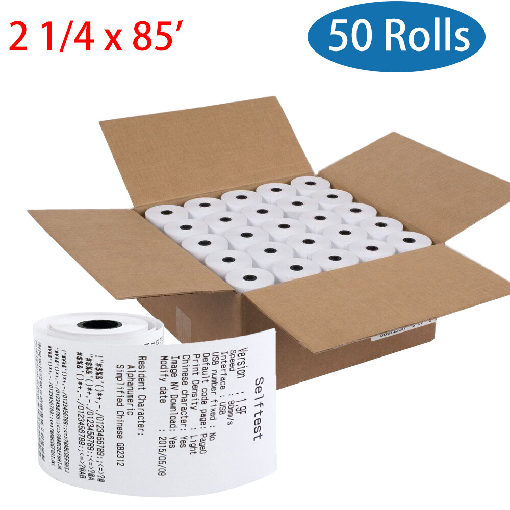 50 Roll 2 1/4″ x 85′ Thermal Paper Cash Register Credit Card POS Receipt Paper