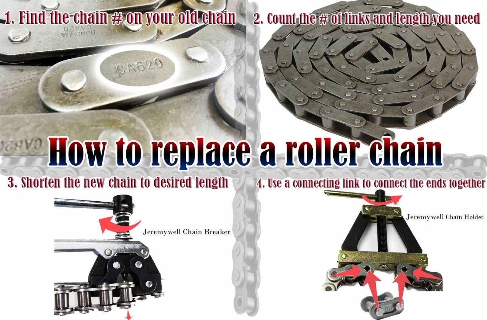 #120H Heavy Duty Roller Chain 10 Feet with 1 Connecting Link