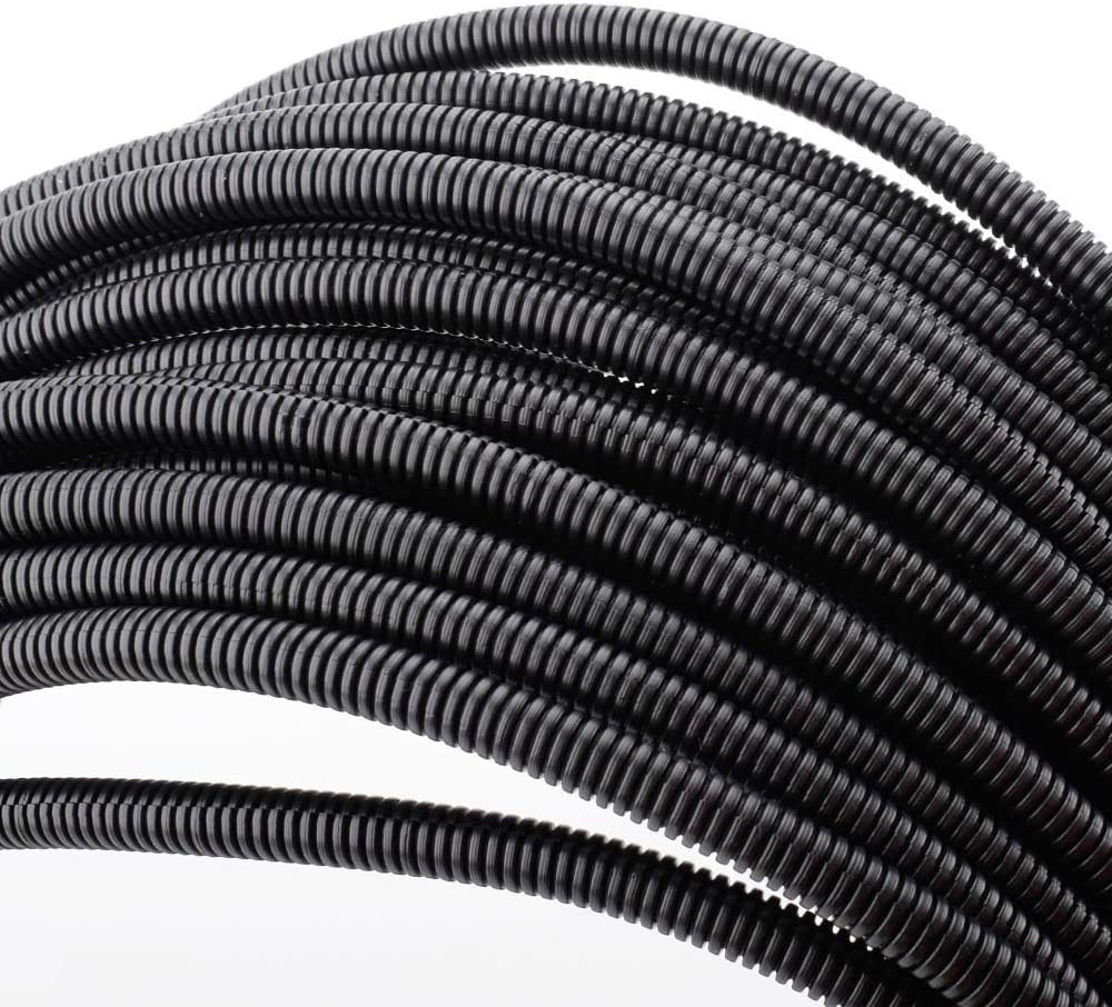 100ft 1/4″ Wire Loom Split Tubing – Flexible Auto Wire Conduit Cable Cover