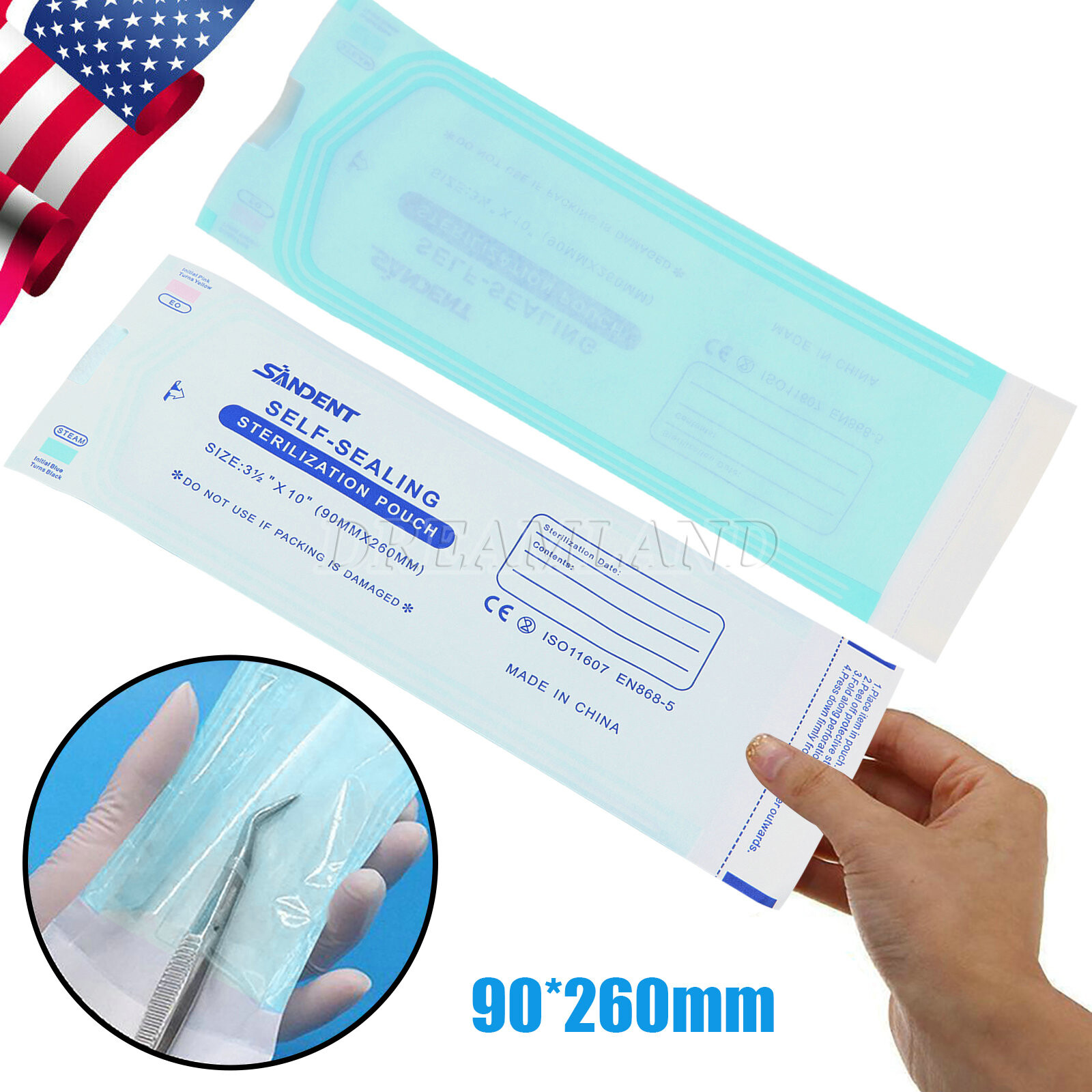 up to 10000 Sterilization Pouches 3.5″ x 10″ Dental Self Seal Pouch Bag