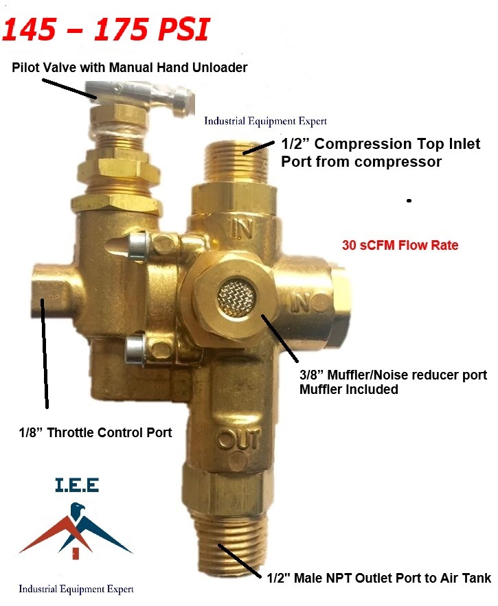 NEW GAS Air Compressor Pilot check valve unloader valve combo 145-175 NG7
