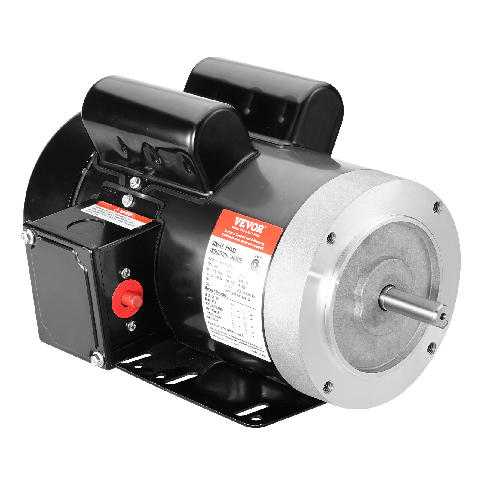 VEVOR 2HP Electric Motor 1725RPM AC 115V/230V 56C Frame 1-Phase 5/8″ Keyed Shaft