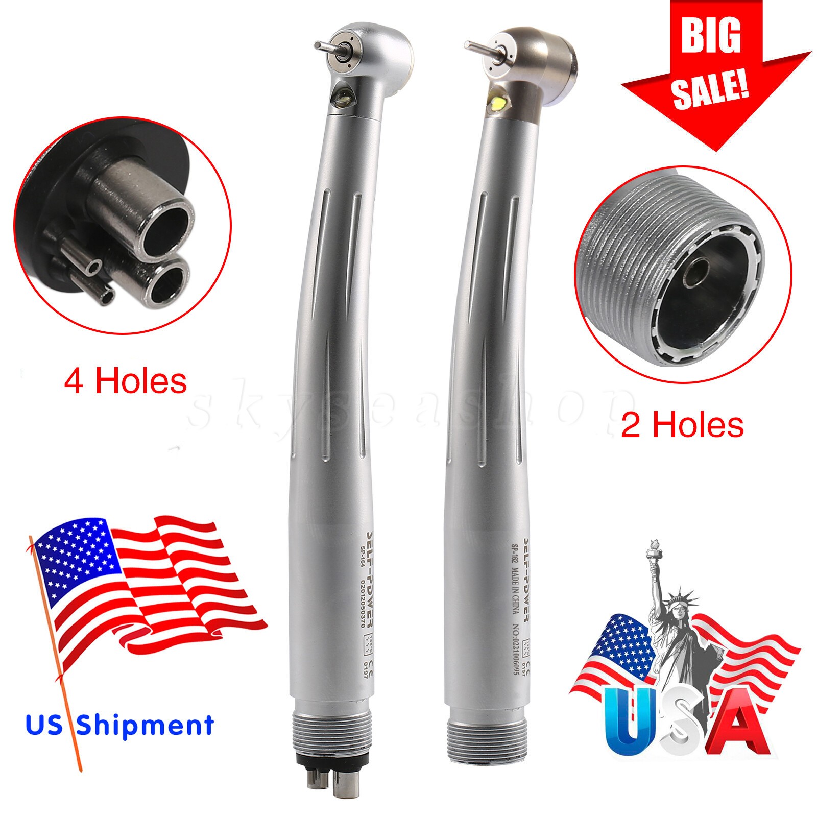 1-10 Yabangbang Dental LED E-generator/ High Speed Handpiece 4/2 Hole NSK Style