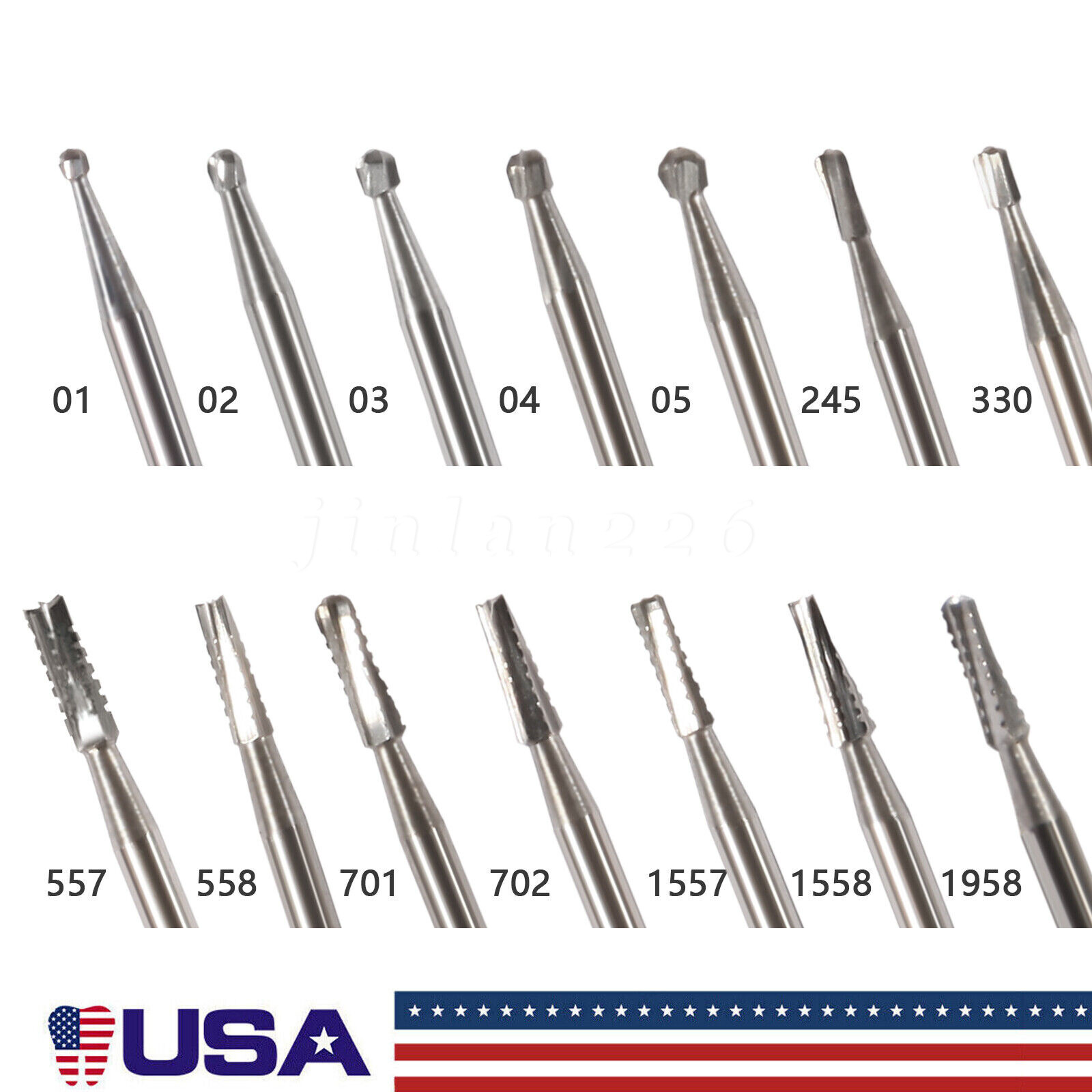 10-100 PCS Dental Carbide Tungsten Steel Burs FG For High Speed Handpiece