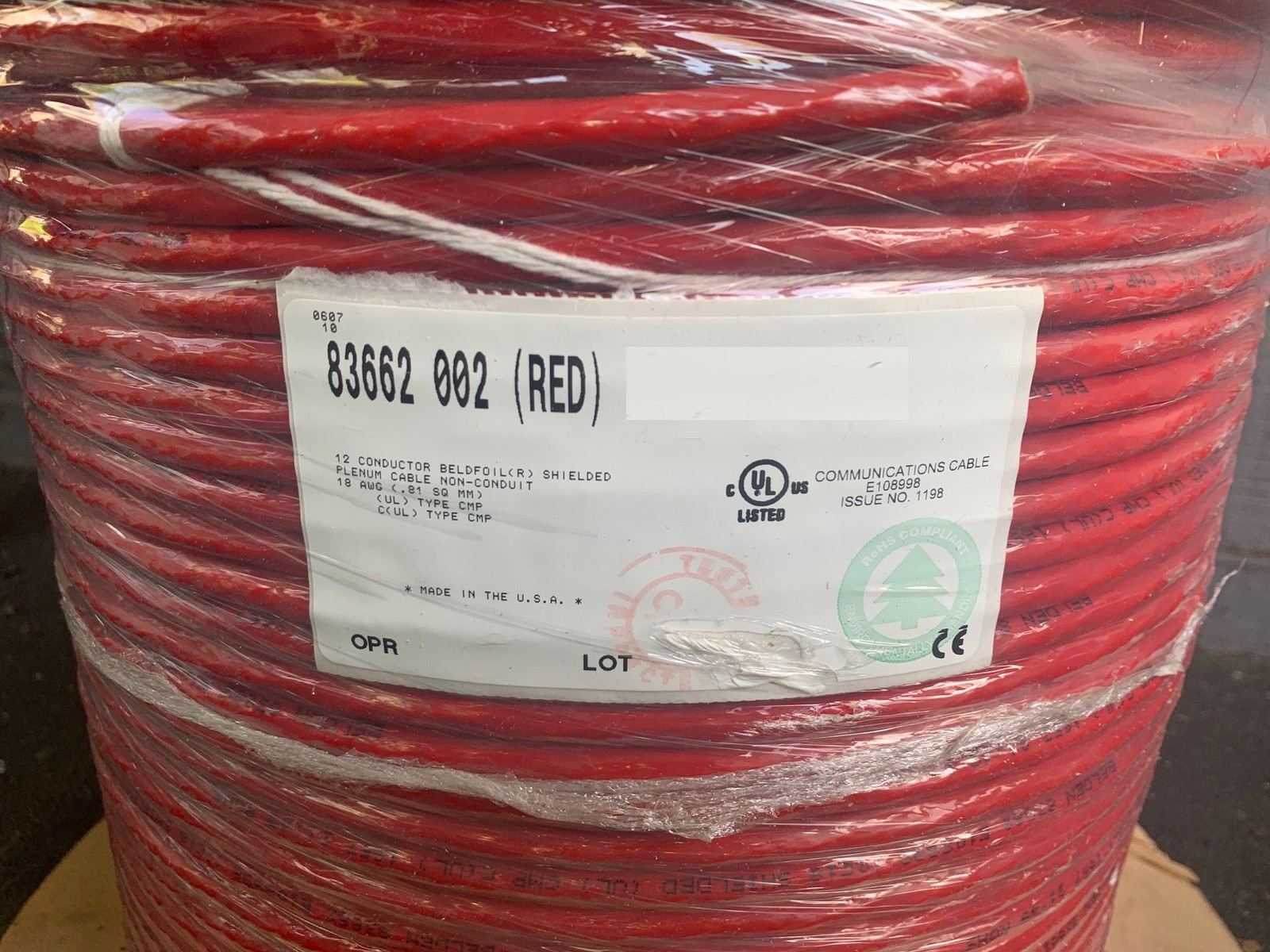 Belden 83662 12C 18AWG High Temp FEP Shielded Electronic Cable CMP 100FT