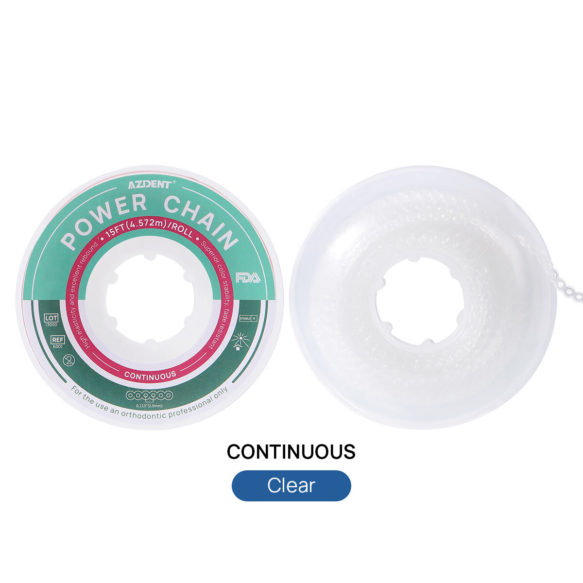 Dental Orthodontic Elastic Rubber Power Chain Braces Bands Short/Long/Continuous