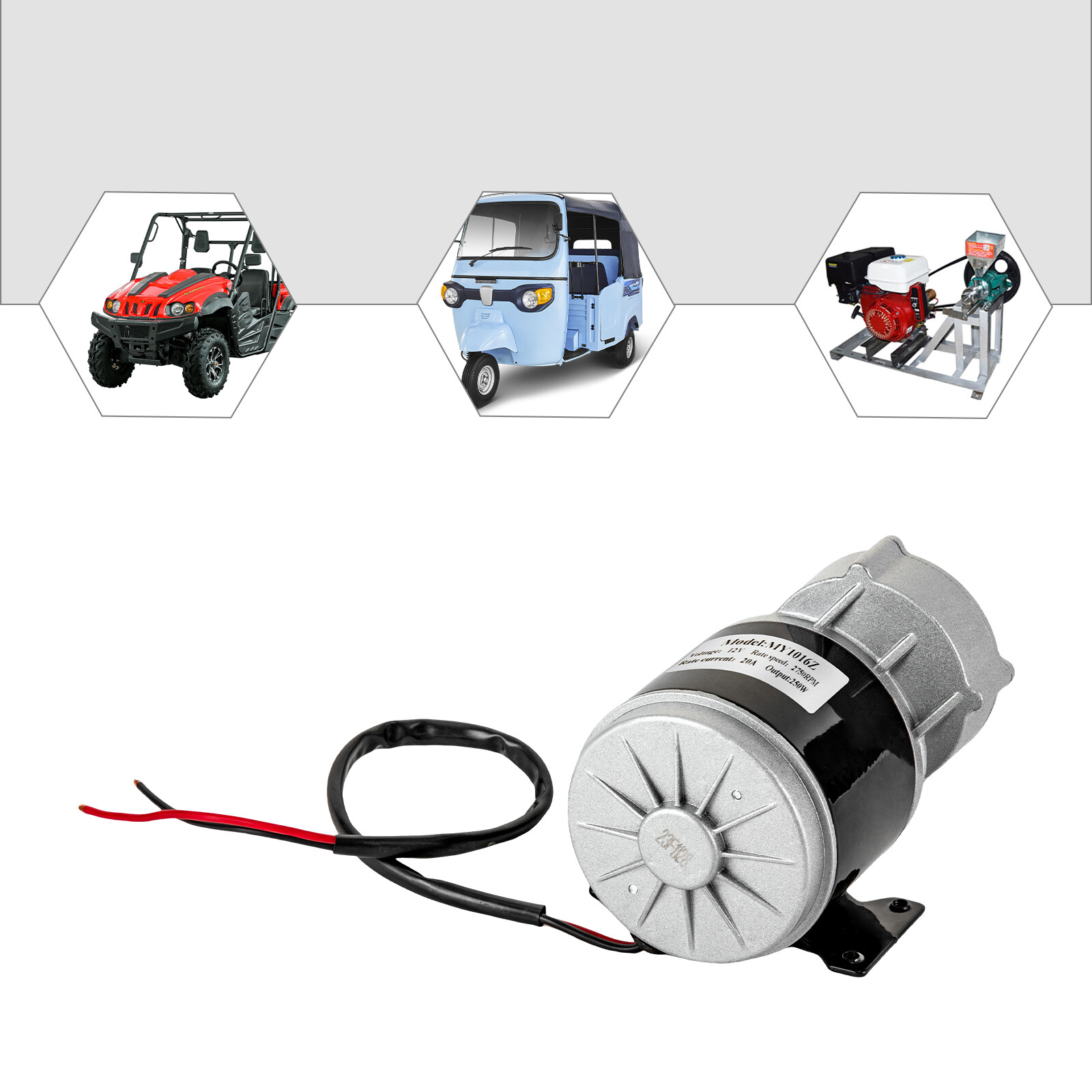 High Power 12V 250W Gear Reduction DC Motor For E-Bike Scooter ATV