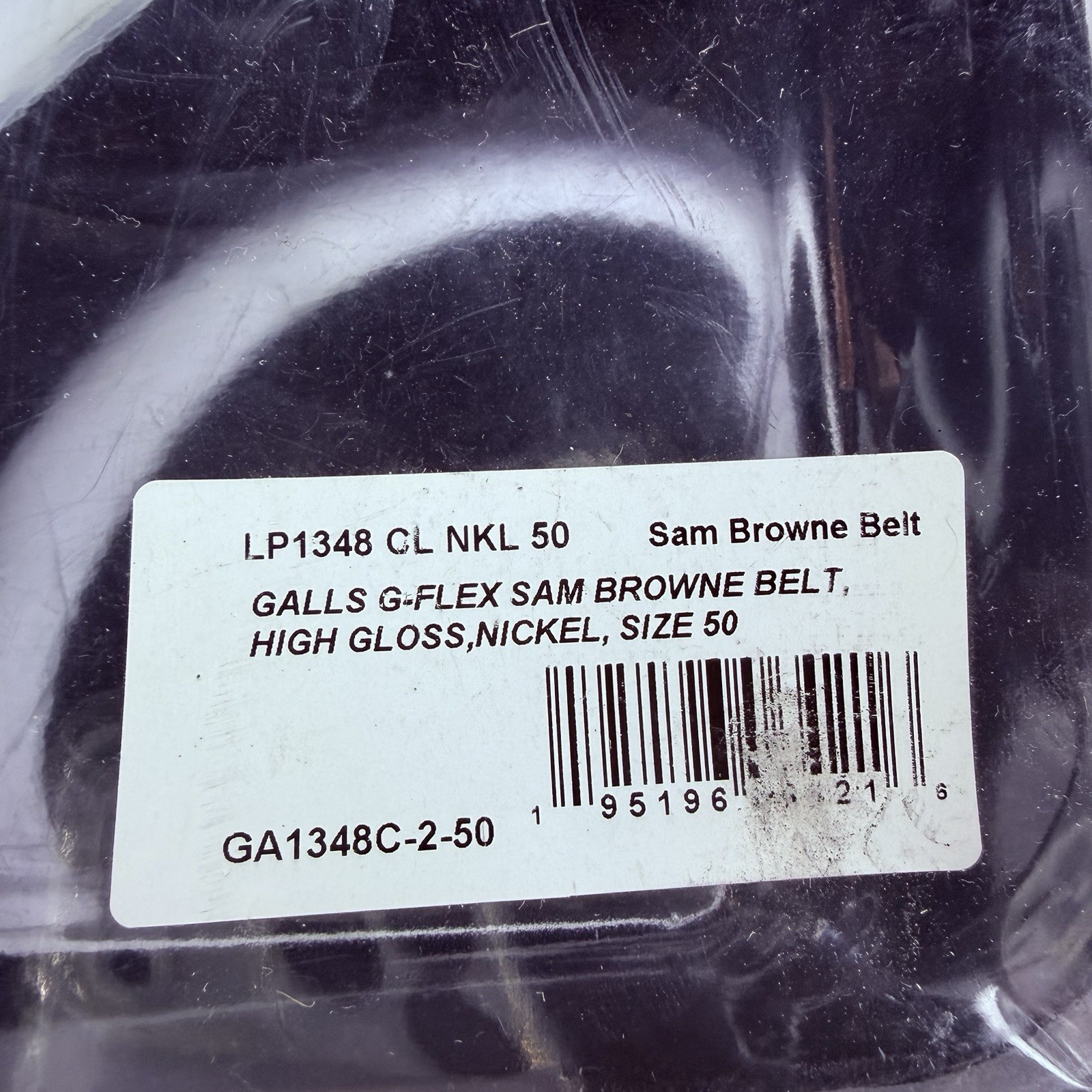Galls Duty Belt Size 50″ G-Flex Sam Browne High Gloss Leather Nickel Buckle 1348