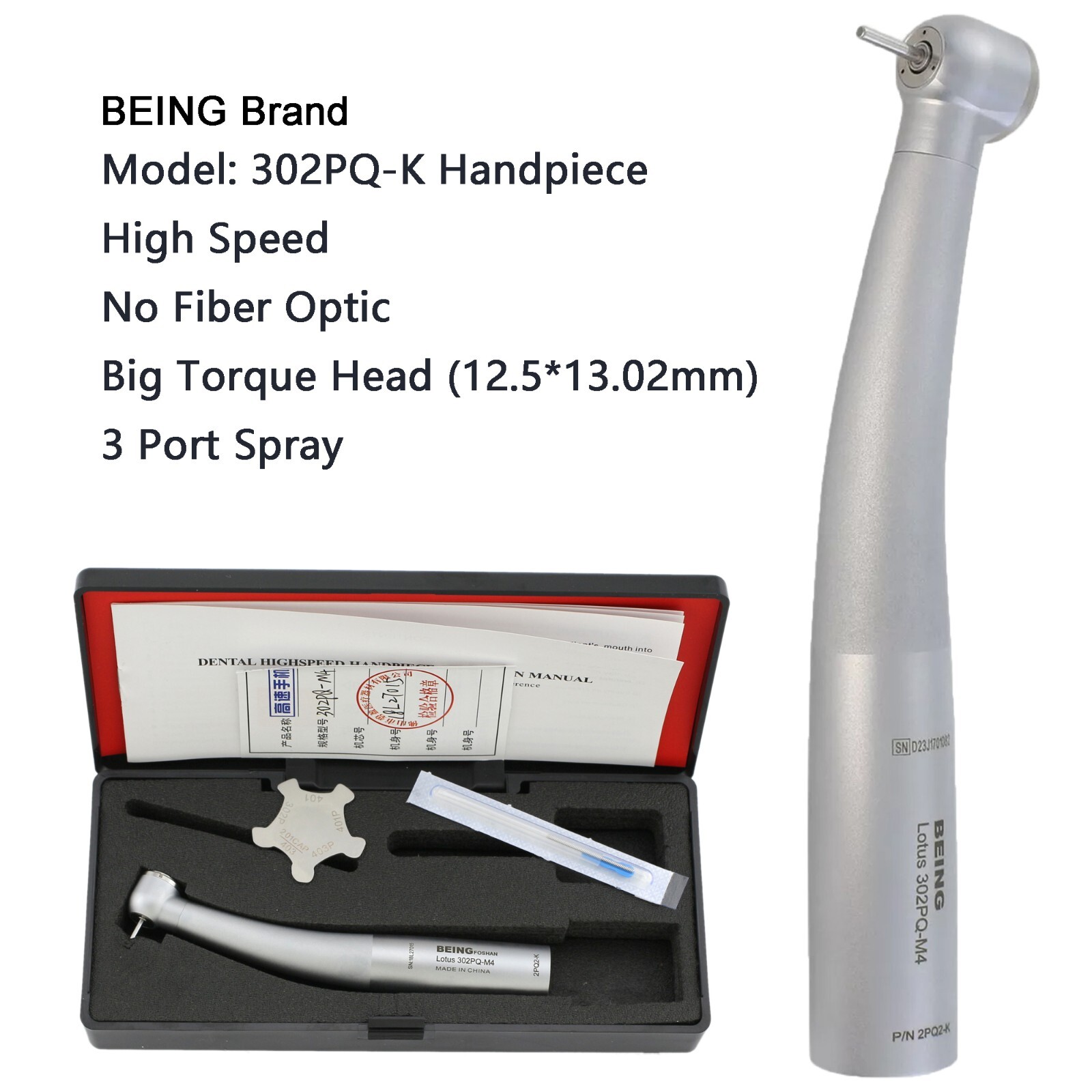 BEING Dental Handpiece Fiber Optic High Speed KaVo Coupler 4 Hole 6 Pin LED