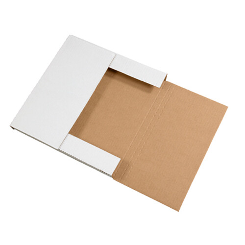 100 – 9-5/8 x 6 5/8 x 1 1/4 White Multi Depth Bookfold Mailer Book Box Bookfolds
