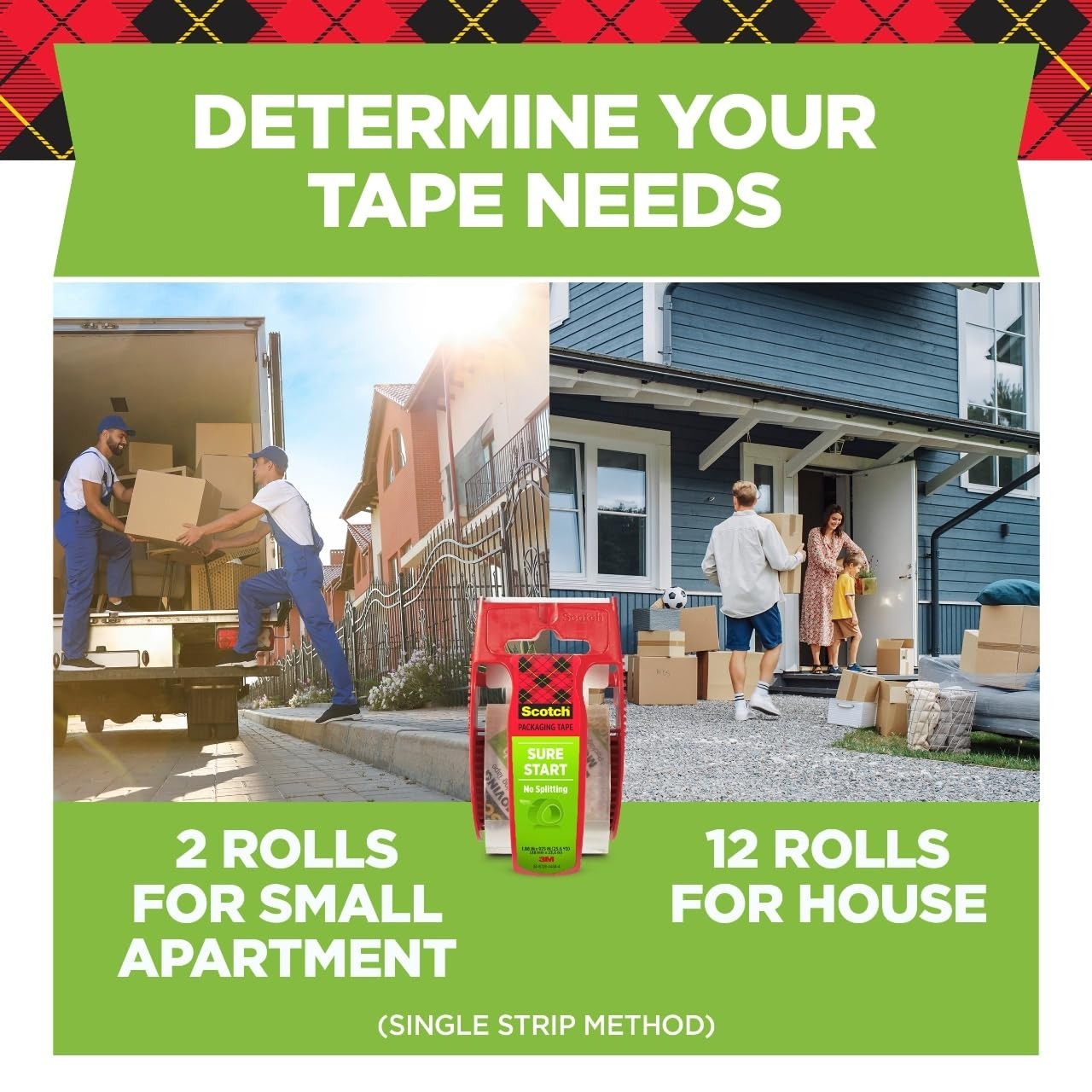 Scotch Sure Start Shipping Packaging Tape, 1.88″x 22.2 Yd, 6 Rolls,