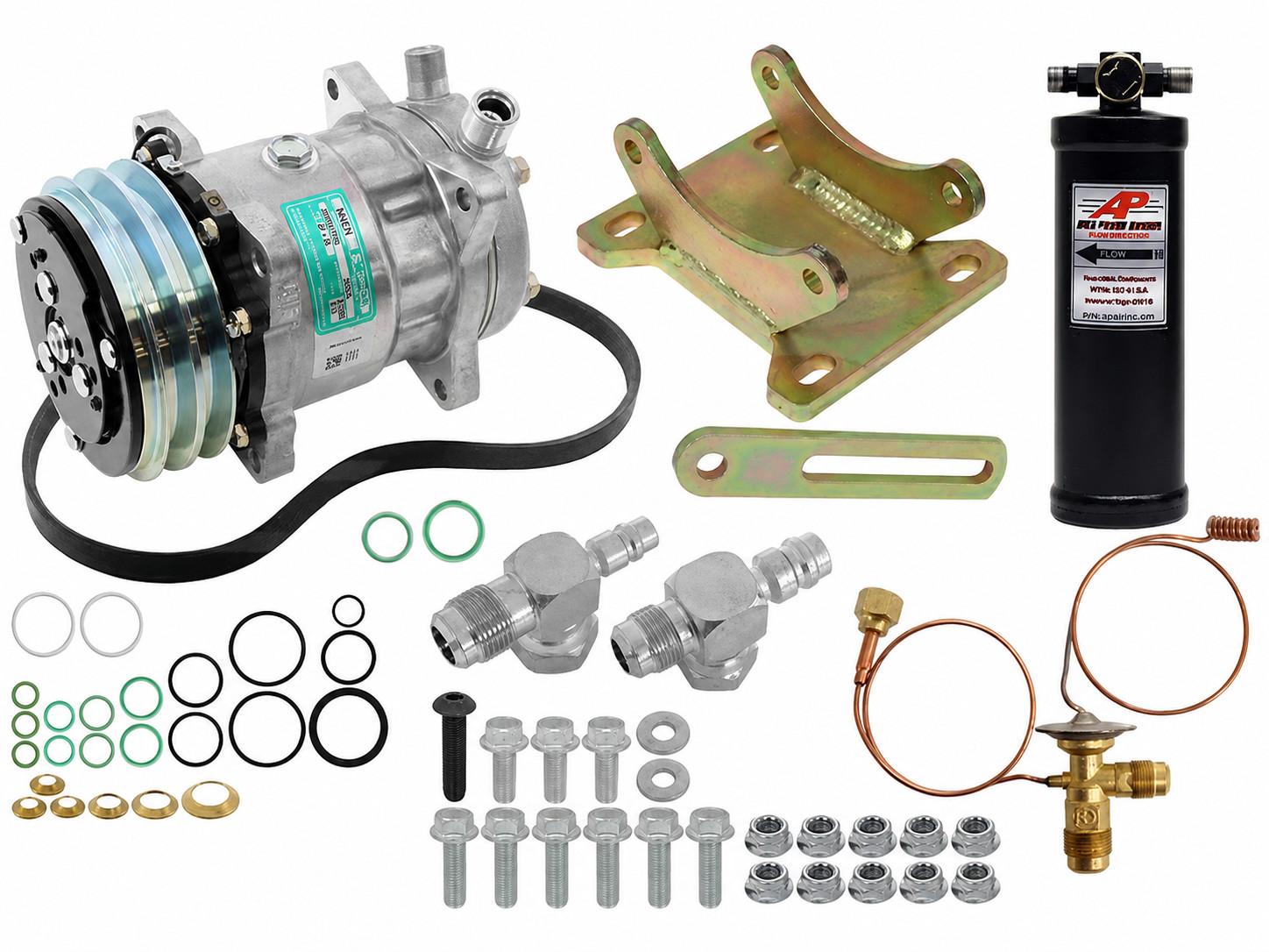 York to Sanden Conversion Kit, Case IH 2090, 2094, 2290, 2294, 2390, 2394, 2590