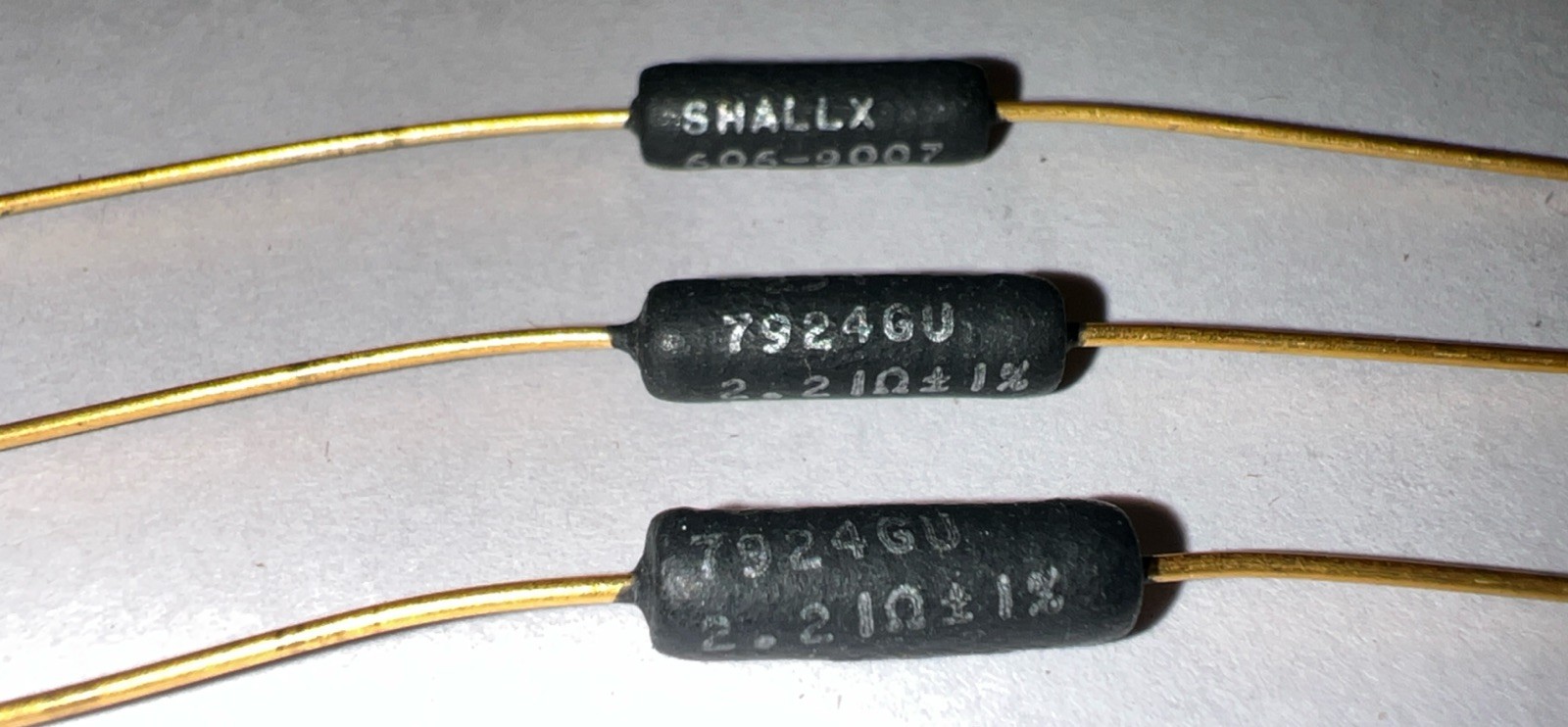 2.2 Ohm 3 watt Wire Wound Resistors 1% New Lot 4 By Shallx Gold Plated Leads
