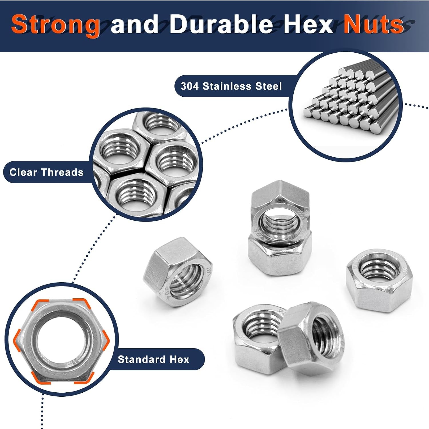 Comprehensive Hex Nut Collection, 510 Pcs in SAE and Metric for All Applications