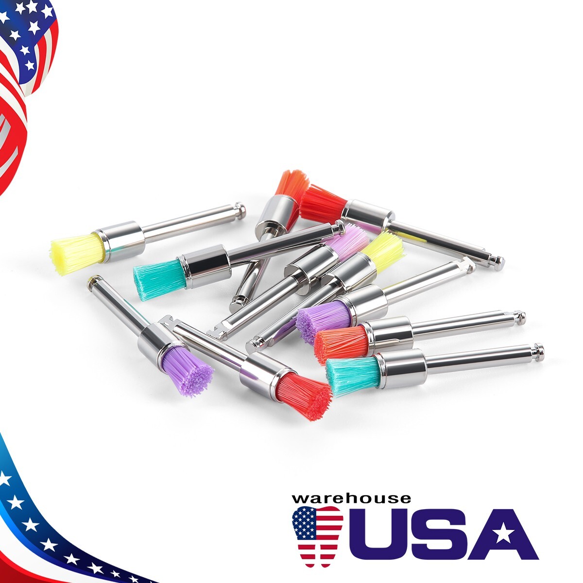 100Pcs USPS Dental Colorful Nylon Bowl Polishing Polisher Prophy Brushes Flat