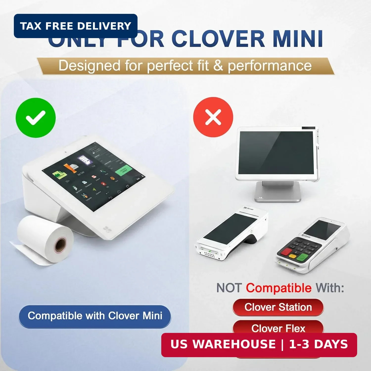 Thermal Receipt Paper Rolls for Clover Mini & Clover Mobile – 2 1/4″ x 80′ BPA F