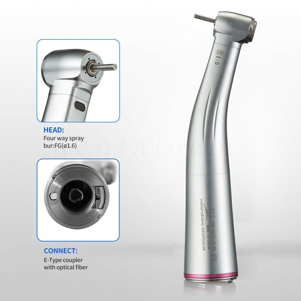 Dental 1:5 Increasing LED Fiber Optic Contra Angle Red Ring For NSK Ti Max Z95L