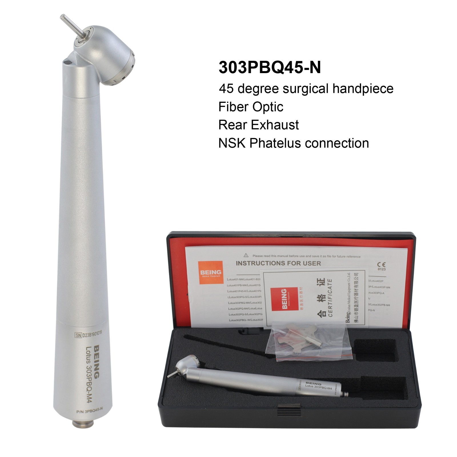 BEING Dental 45° Angle Surgical Handpiece LED For KaVo NSK Coupler 4 Hole 6 Pin
