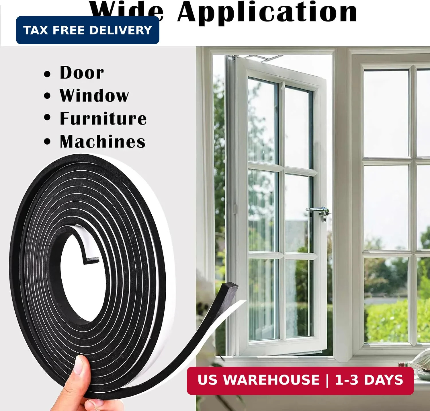 1 inch Wide x 1/8 inch Thick Foam Tape Single Sided,Closed Cell Door Insulation