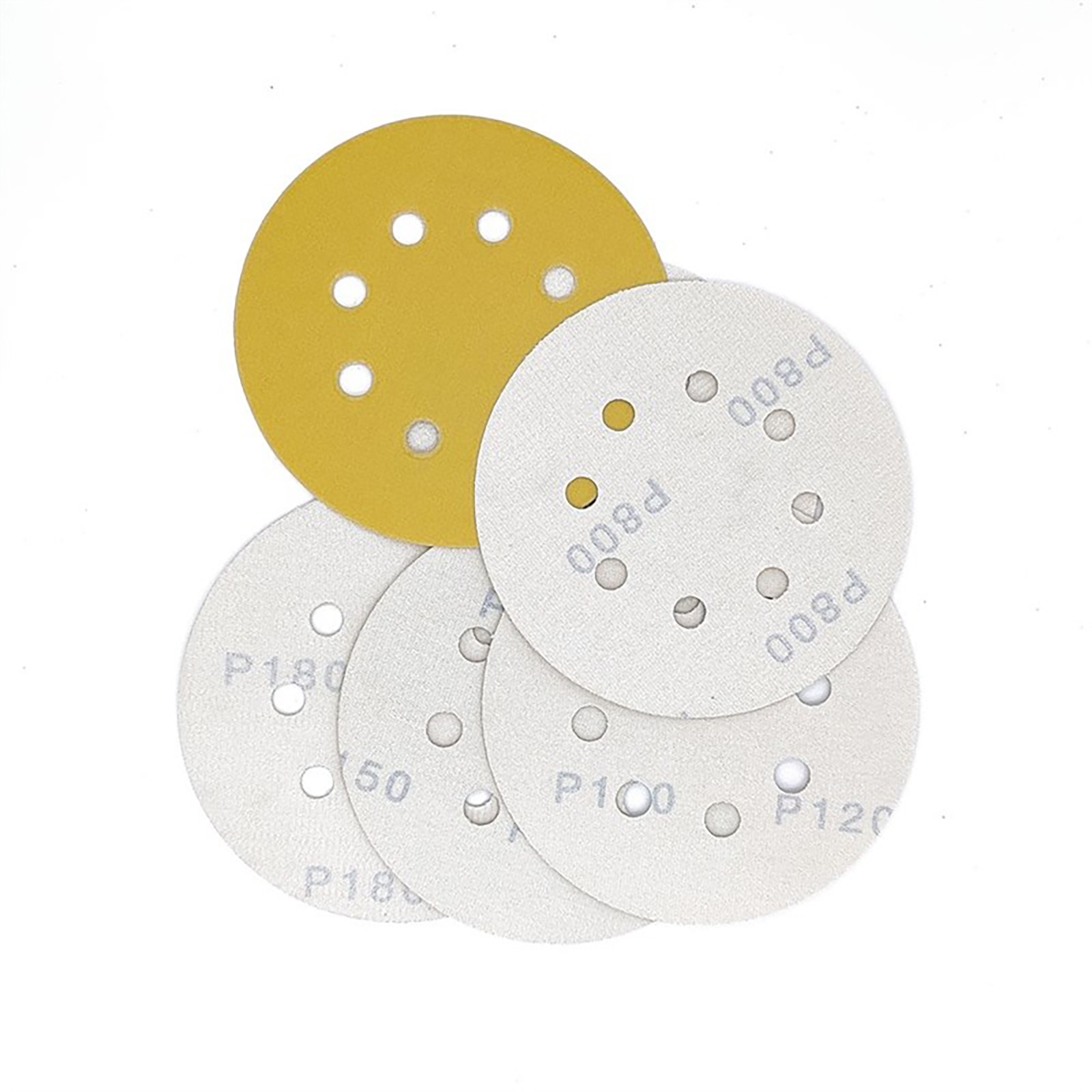 125MM / 5″inch – 8 Hole Dry Sanding Discs – From 40 To 1000 Grit