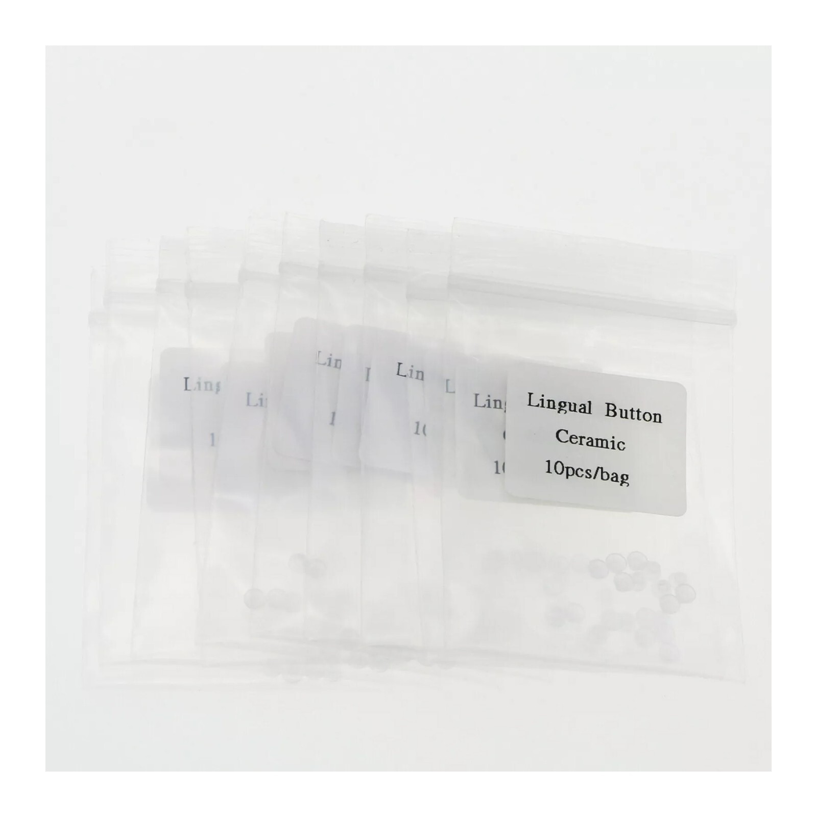 US 100Pcs Dental Ortho Lingual Buttons Ceramic/Metal Bondable Round Mesh Base