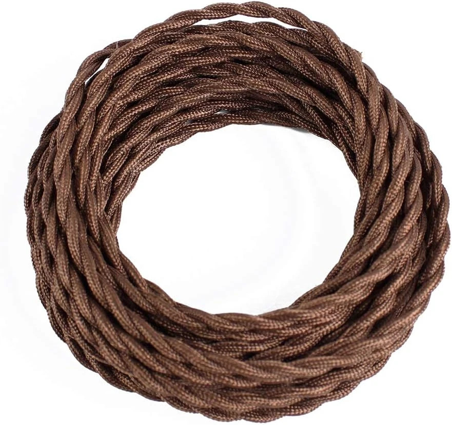 25Ft Fabric Cloth Covered Lamp Twisted Wire, Vintage 18/2 Industrial Electrical