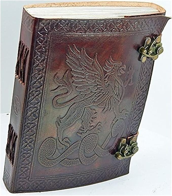 Handmade Genuine Leather Journal 6×8 Griffin Embossed Vintage Diary Notebook