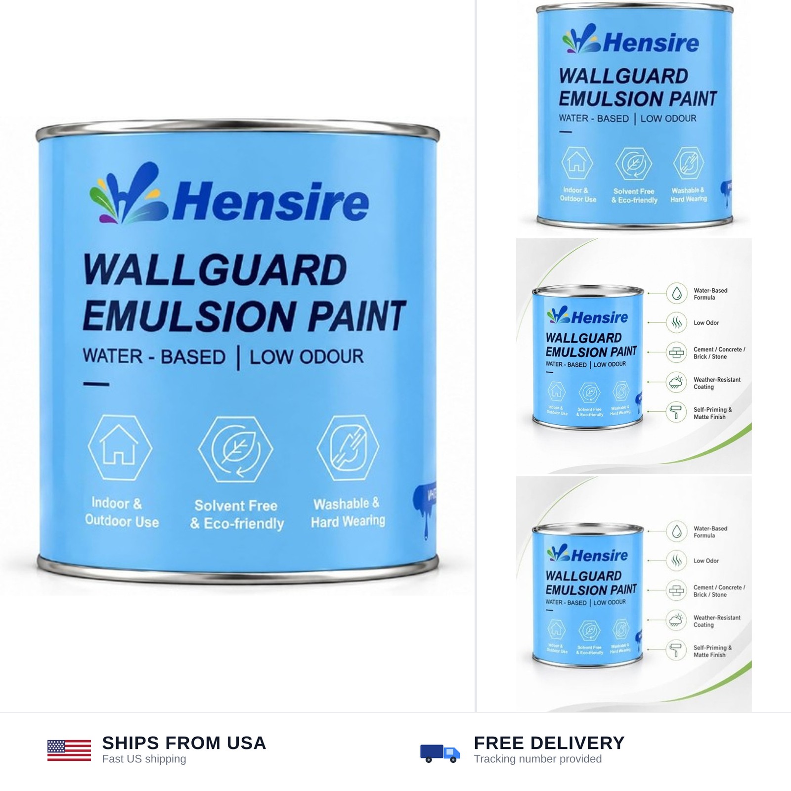 Hensire White Exterior Wall Paint for Concrete & Masonry, 17oz | Water-Based …