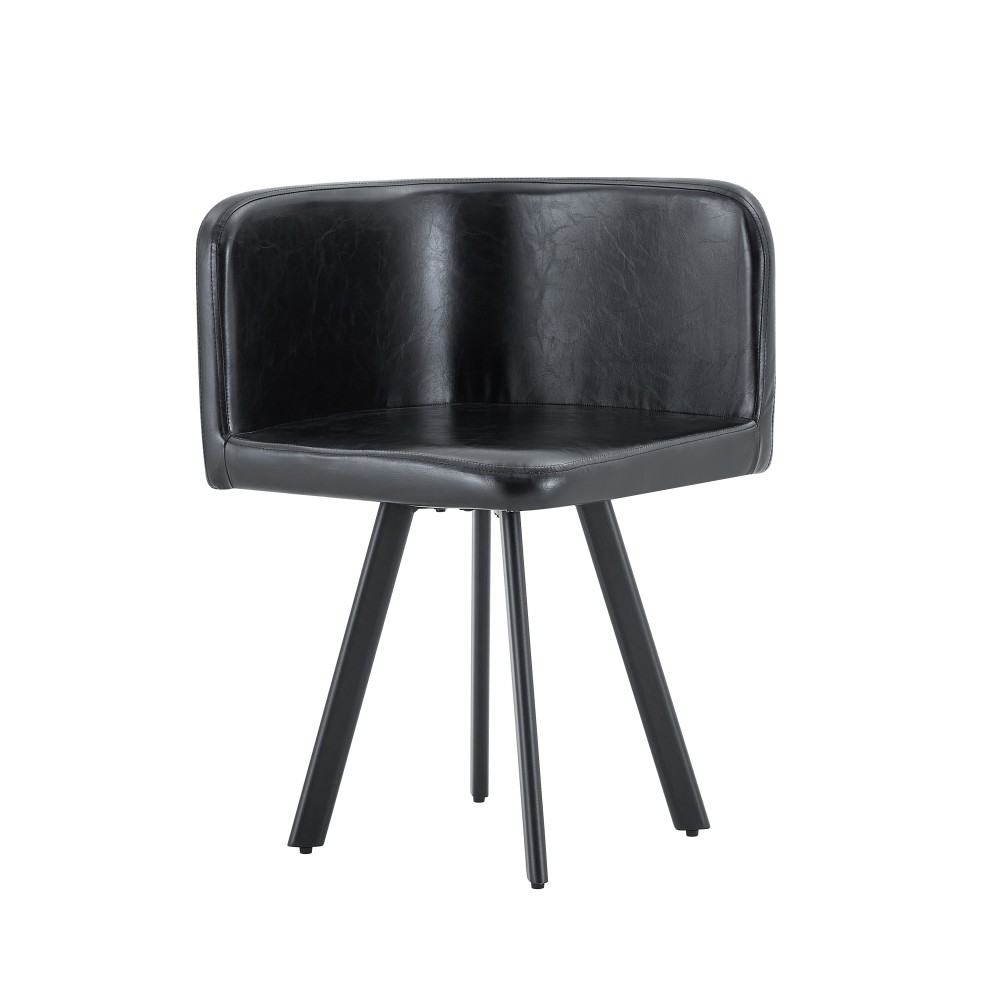 Retro Faux Leather Seating Set (Set of 4 or More) – Black Oil Wax Texture