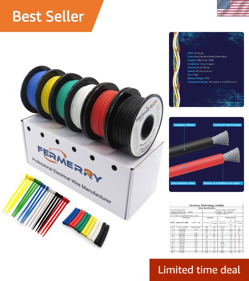 28 AWG Silicone Hook-Up Wire – 25ft Spools, Heat-Resistant & Flexible