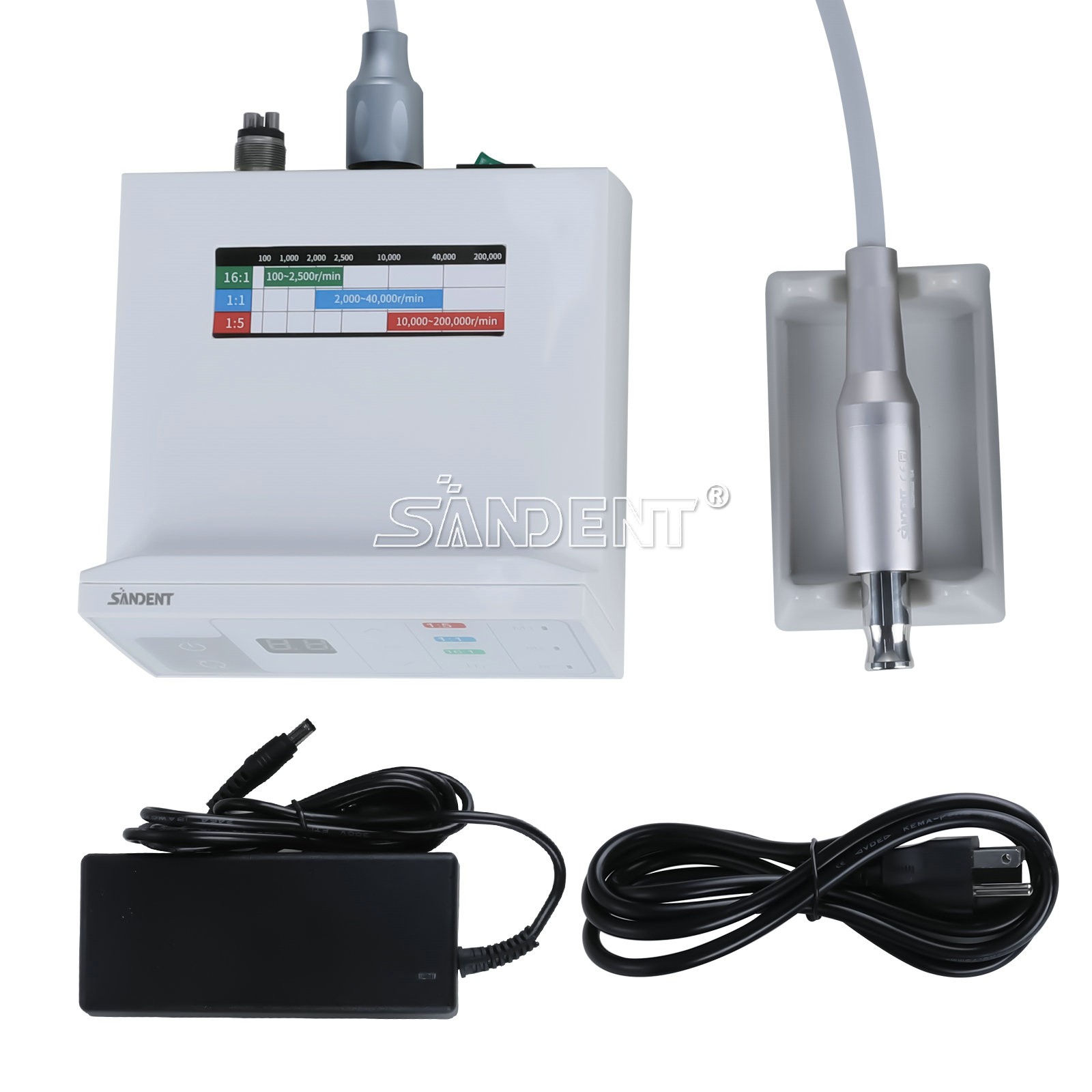 SANDENT Dental Brushless LED Electric Micro Motor 4 Holes 1:1/1:5/16:1 E-Type