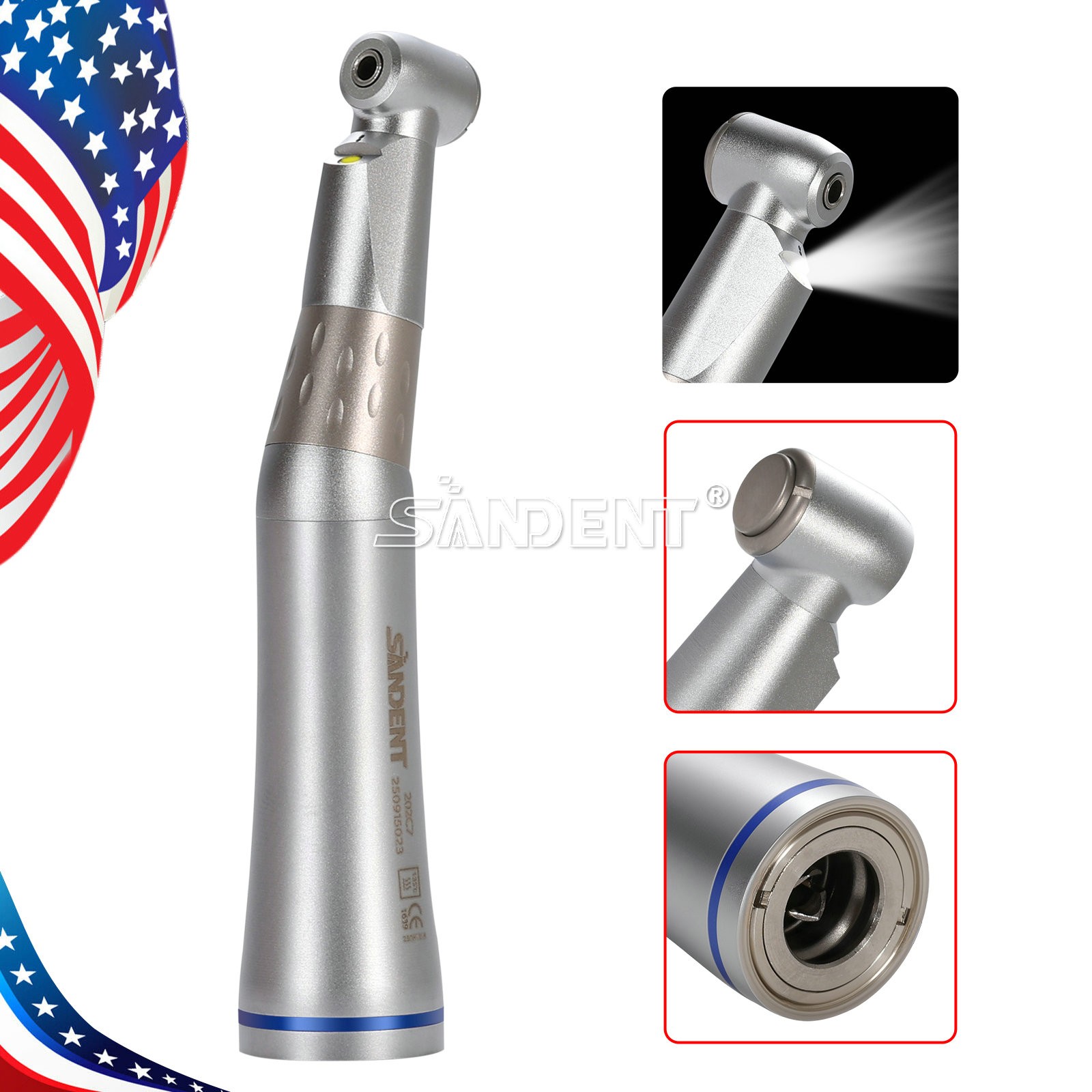 SANDENT Dental 1:1 LED Fiber Optic Handpiece Low Speed Contra Angle E-generator