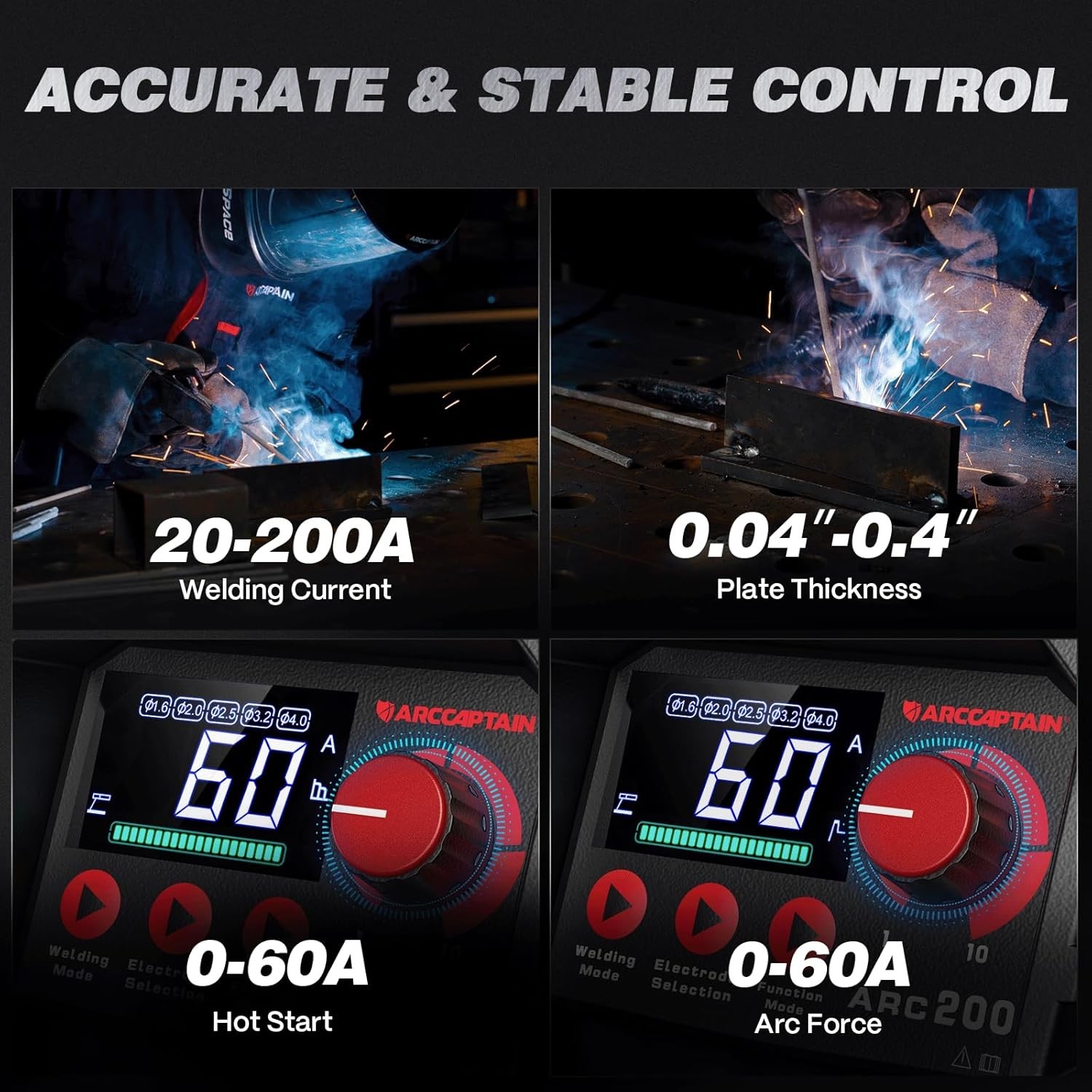 Stick Welder, [Large LED Display] 200A ARC/Lift TIG Welding Machine with Syne…