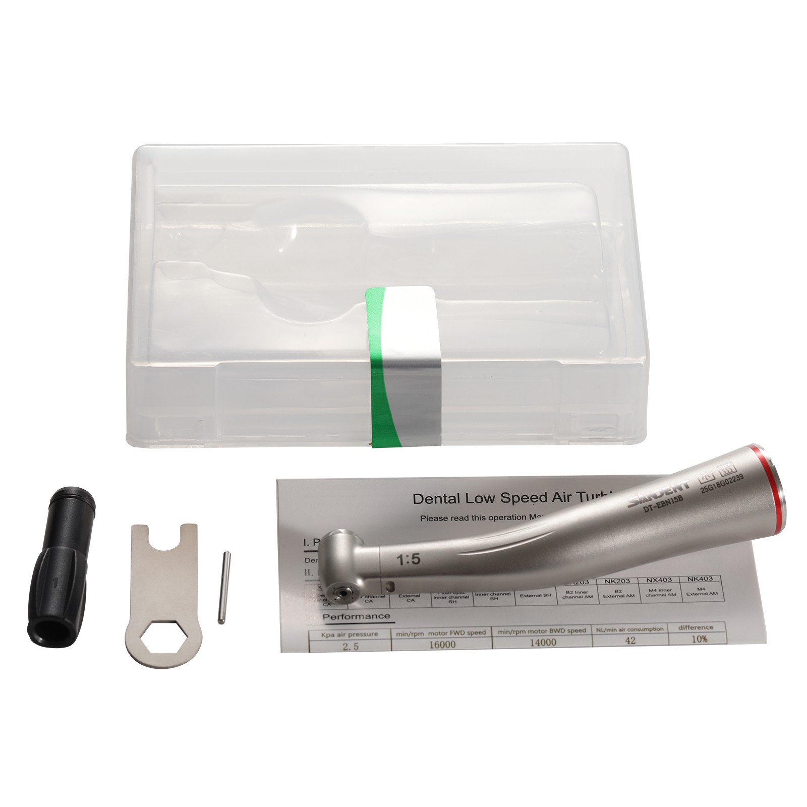 SANDENT Dental 1:5 Ratio LED Contra Angle Handpiece Standard Internal Four Spray