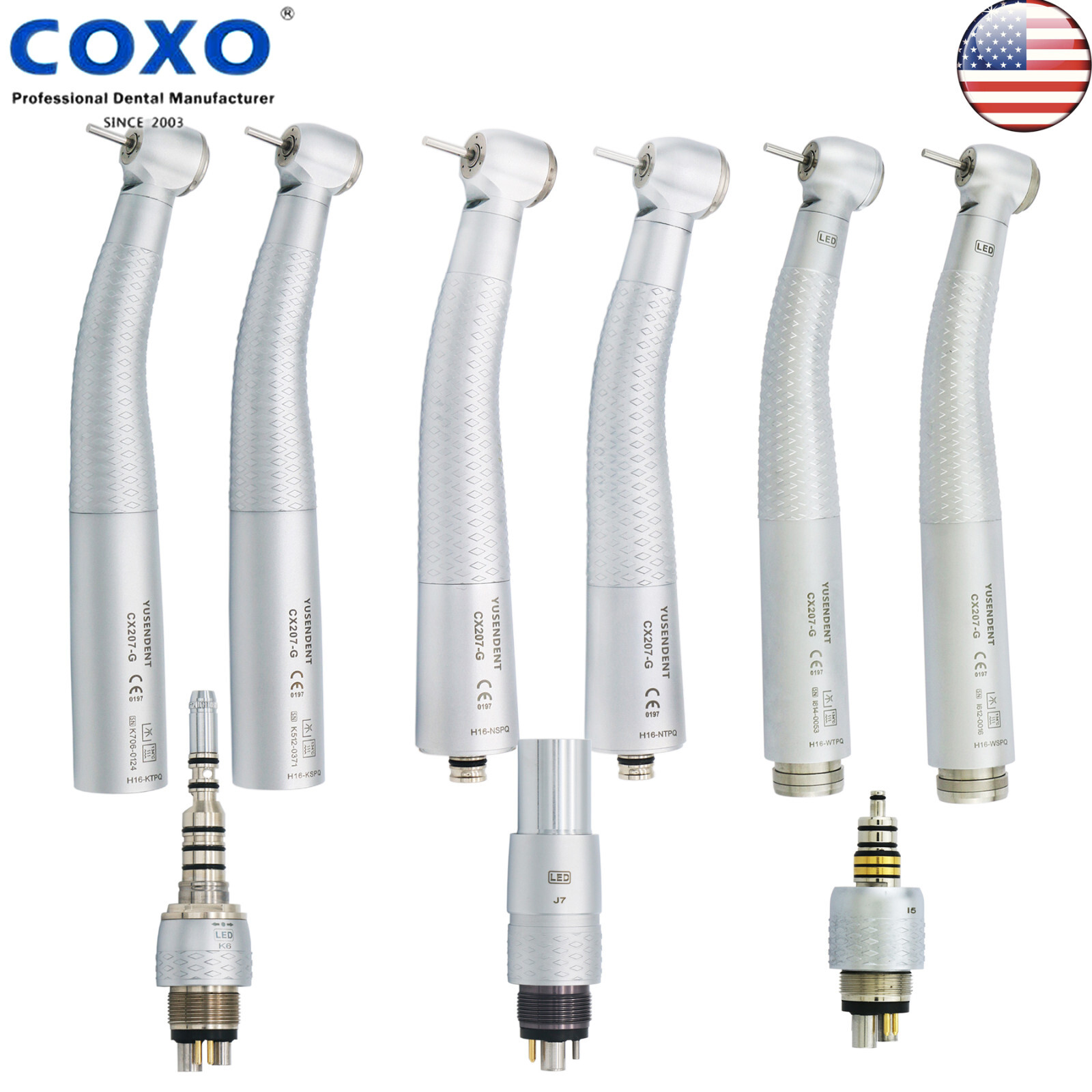 US COXO Dental LED Fiber Optic High Speed Handpiece fit KaVo NSK Coupler 6 Pin