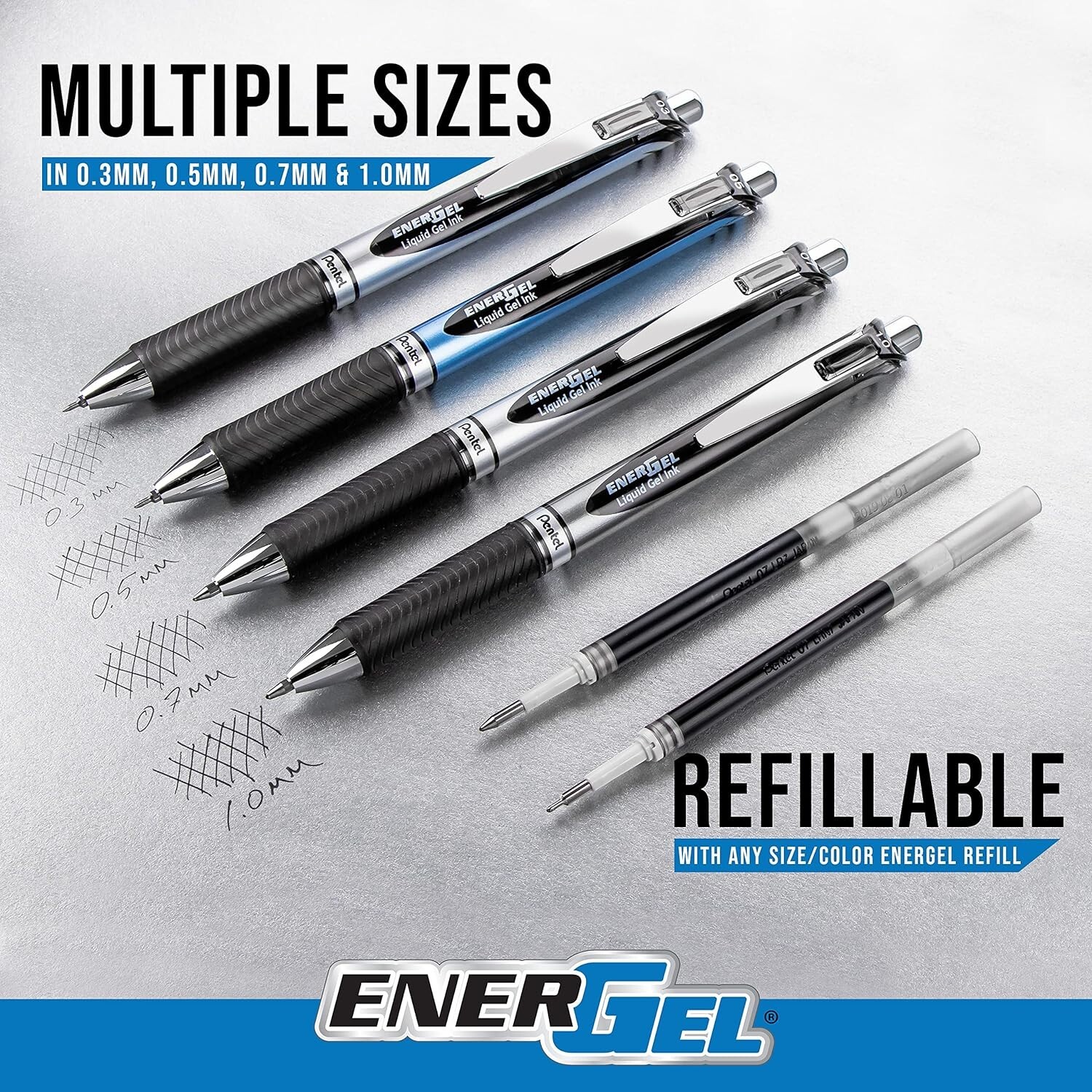 Pentel EnerGel RTX Retractable Liquid Gel Pen, Chill Expressions Pack, 0.7mm