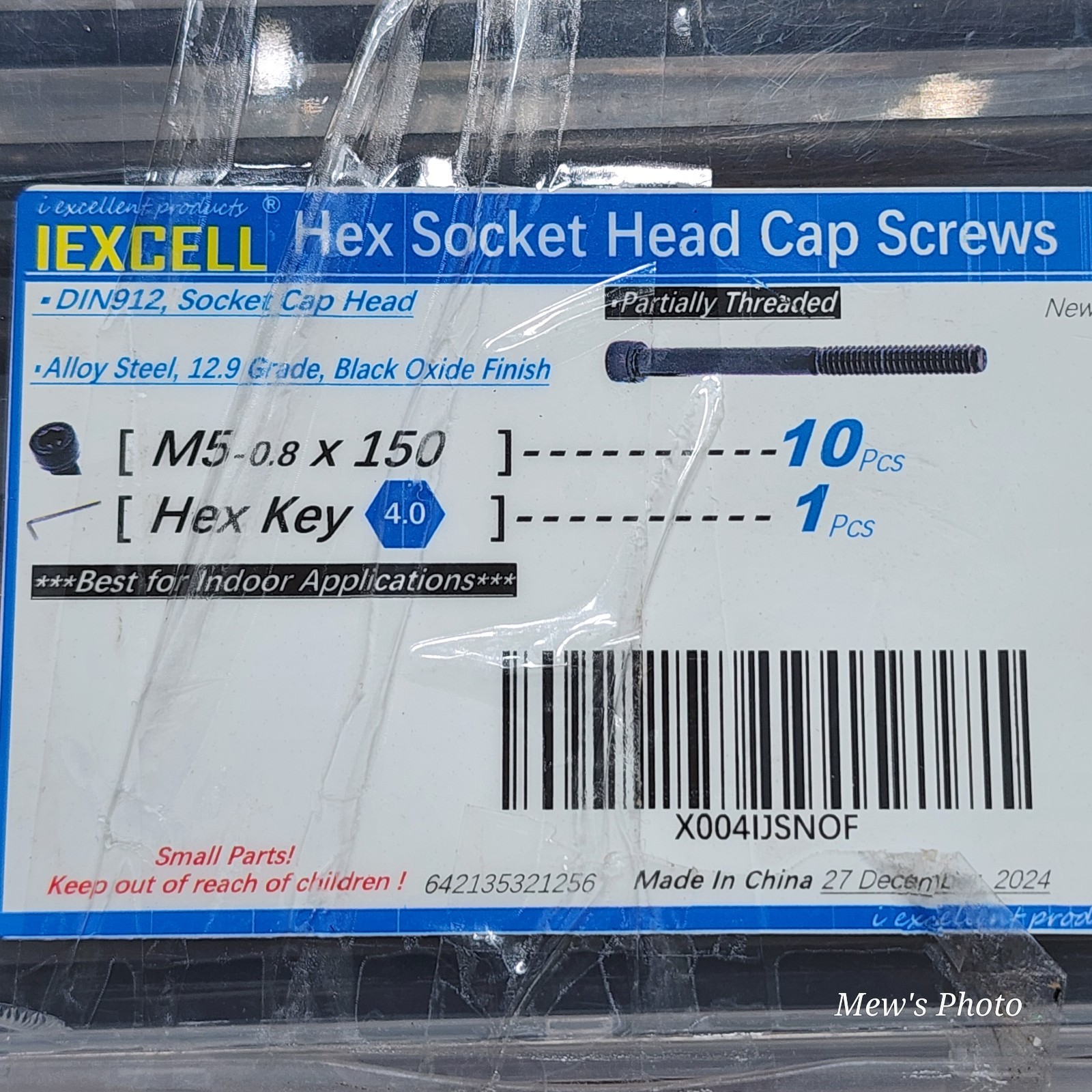 iexcell 10 Pcs M5 x 150mm Partially Threaded Thread Pitch 0.8 mm Alloy Steel…