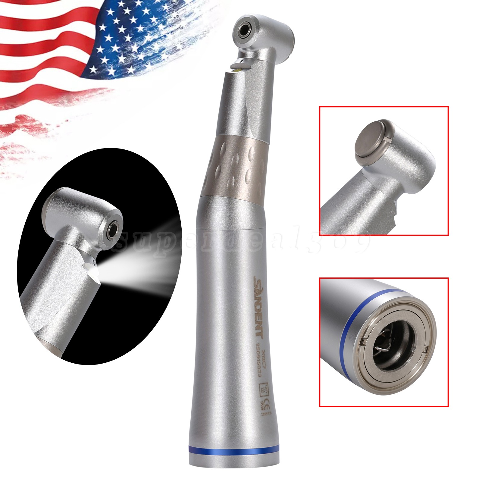 SANDENT Dental LED E-generator Internal Spray Contra Angle Slow Speed Handpiece