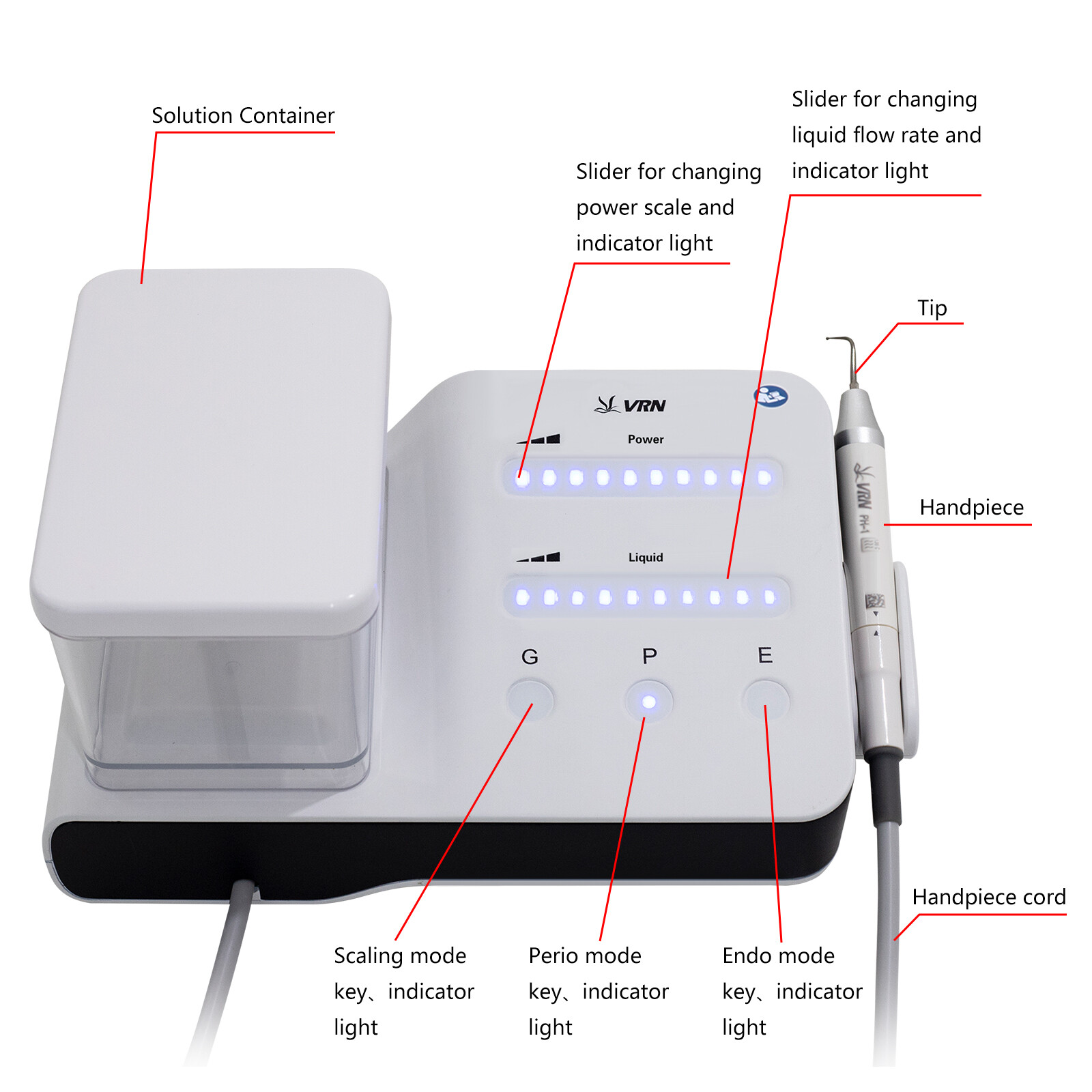 LED Dental Ultrasonic Piezo Scaler Handpiece Bottles Fit EMS Cavitron Woodpecker