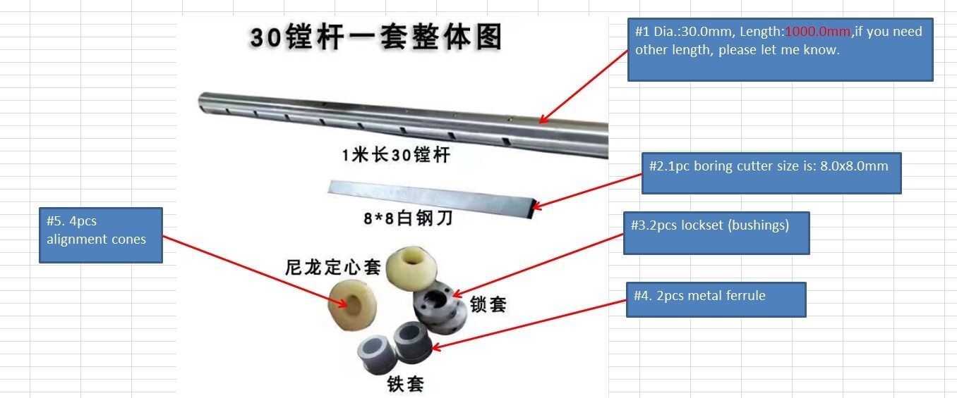 1pc 1000.0mm length Boring bar fits 50.0mm boring Machine/Welder Excavator
