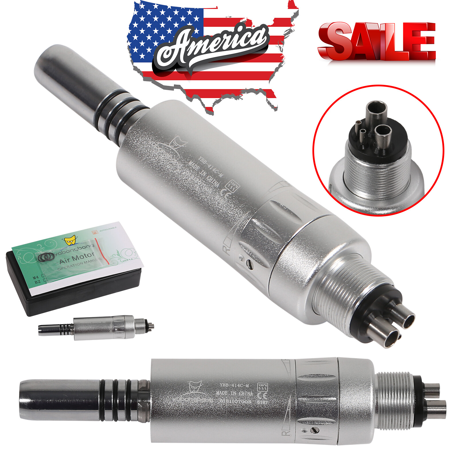 Yabang 4 Hole Air Motor Dental Inner Water Spray Low Speed Handpiece WY4 ZKN